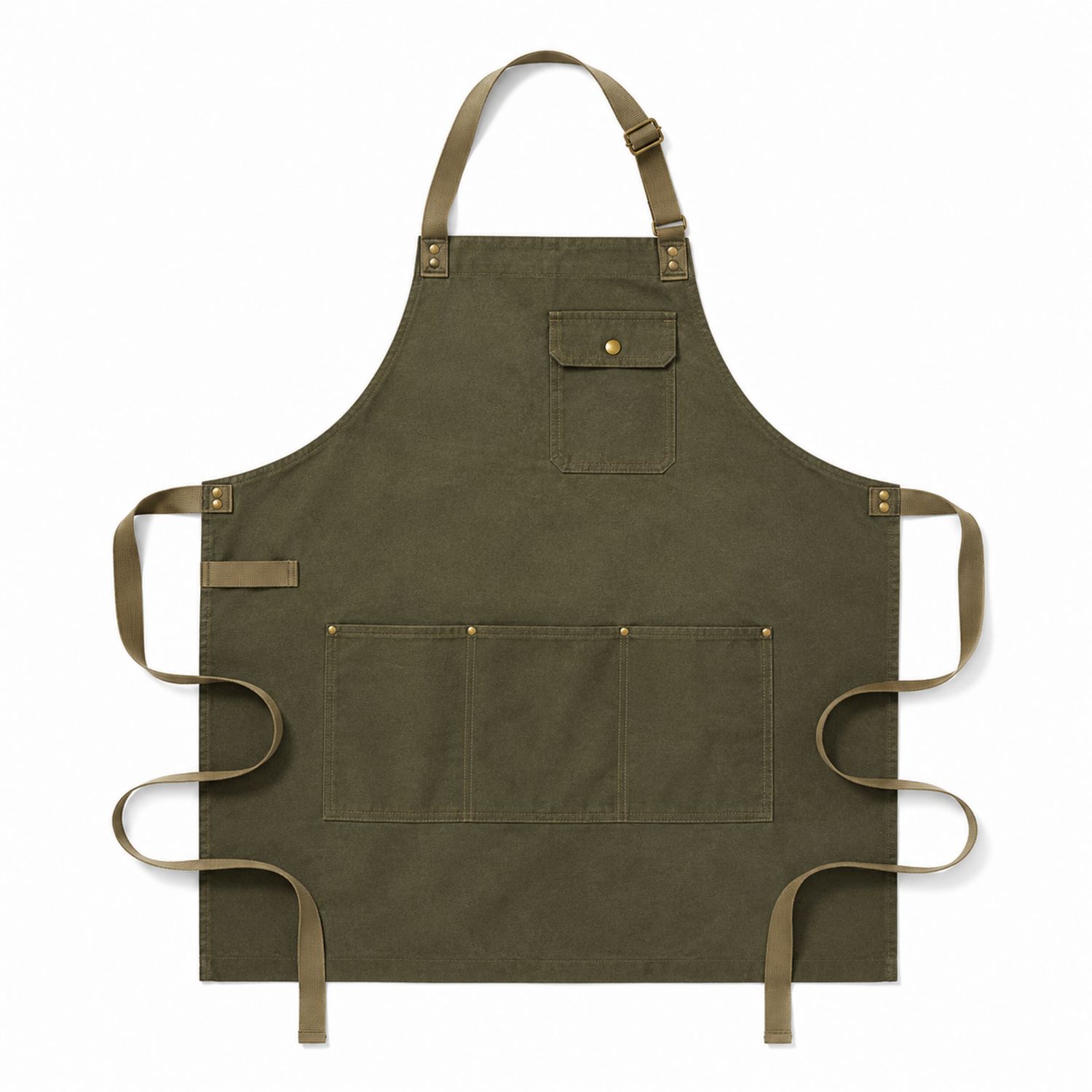 Verstellbare Küchenschürze Olivgrün mit Taschen