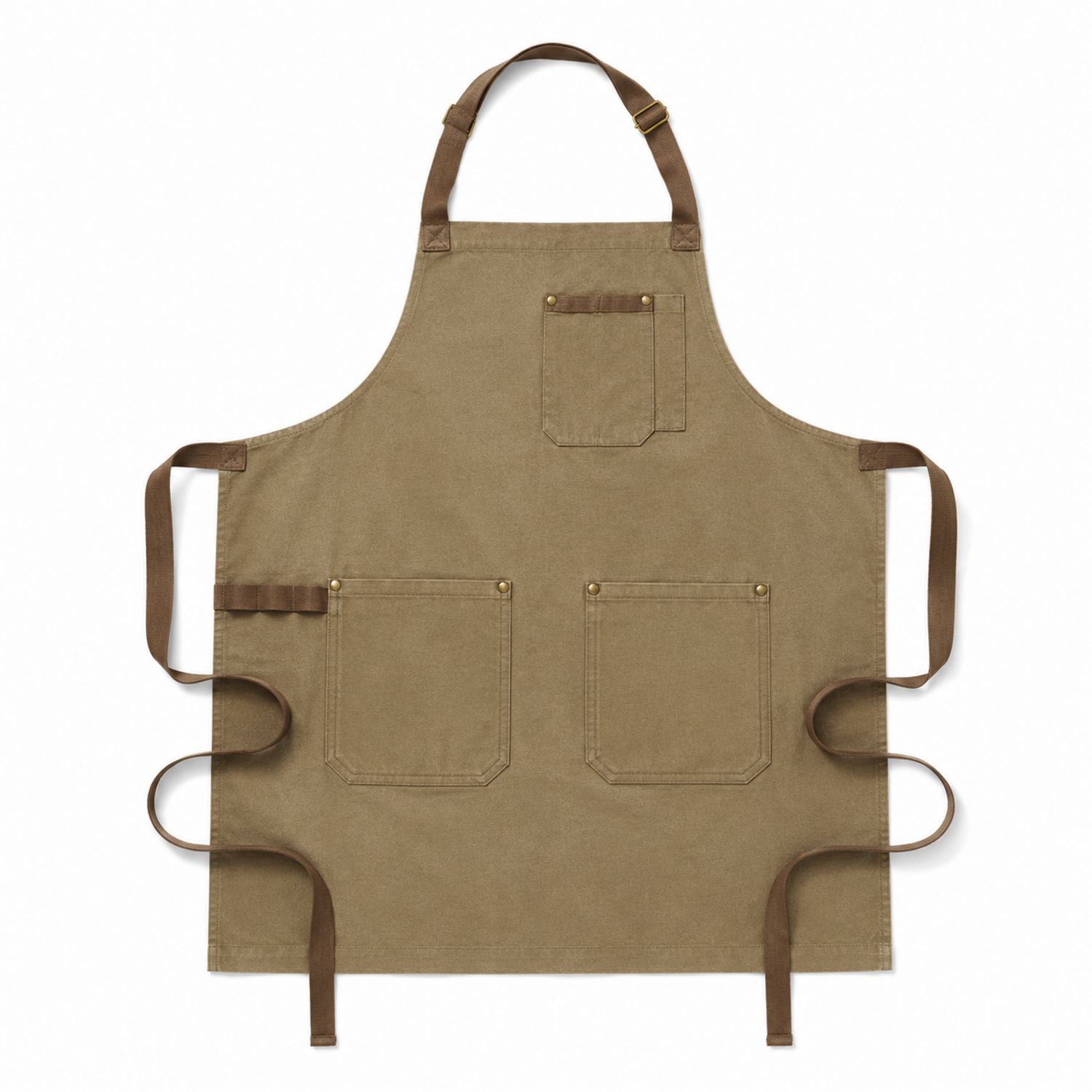 Braune Unisex Schürze mit Mehreren Taschen und Verstellbarem Nackenriemen