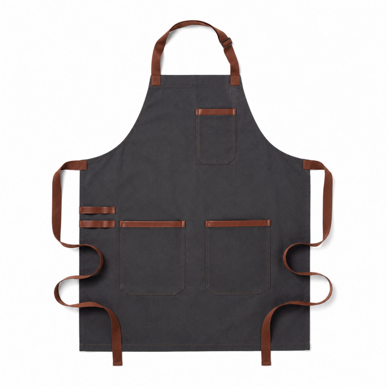Verstellbare Küchenschürze mit Taschen Dunkelgrau