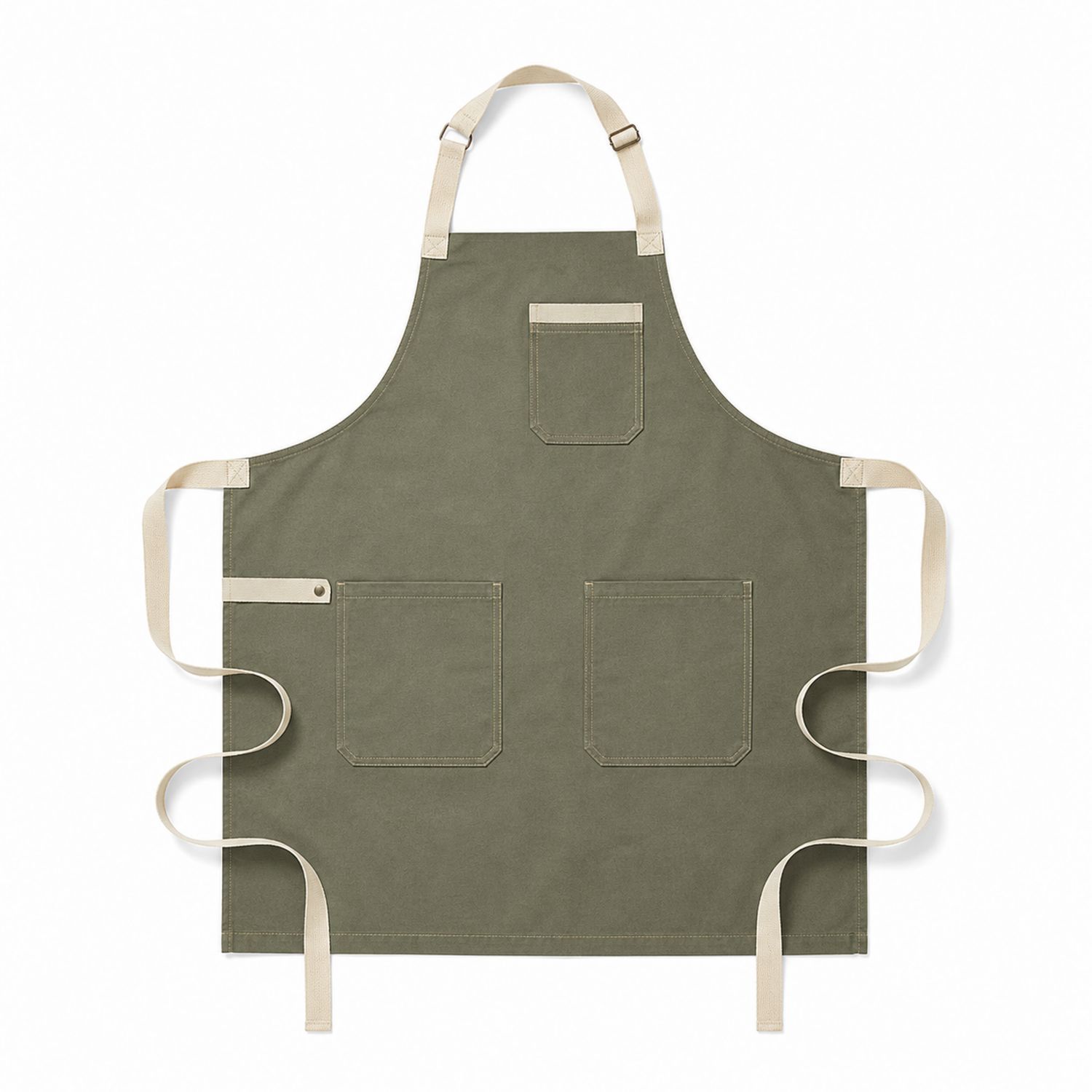 Grüne Schürze mit Taschen und verstellbaren Riemen