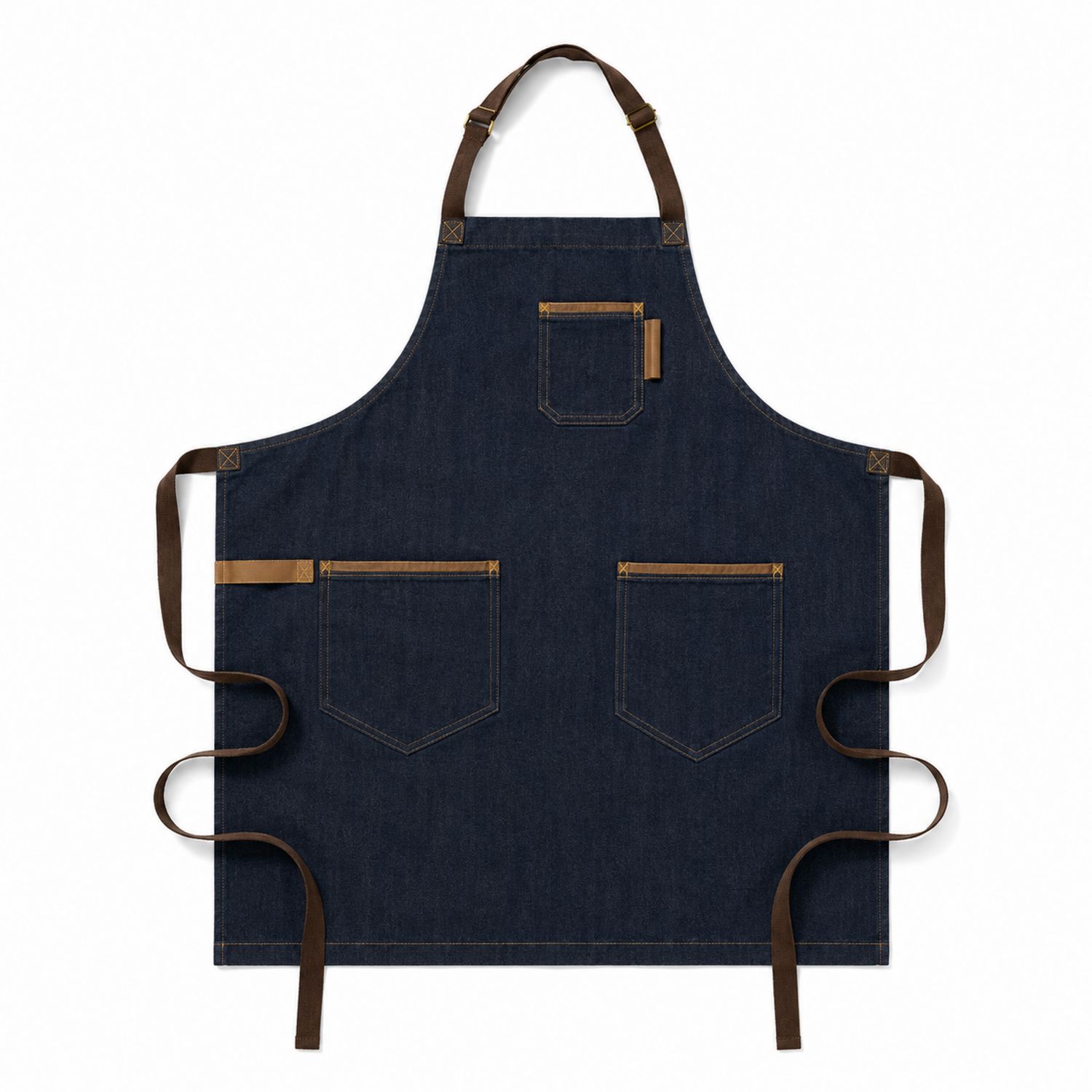 Dunkelblaue Denim-Schürze mit Verstellbarem Halsband und Taschen