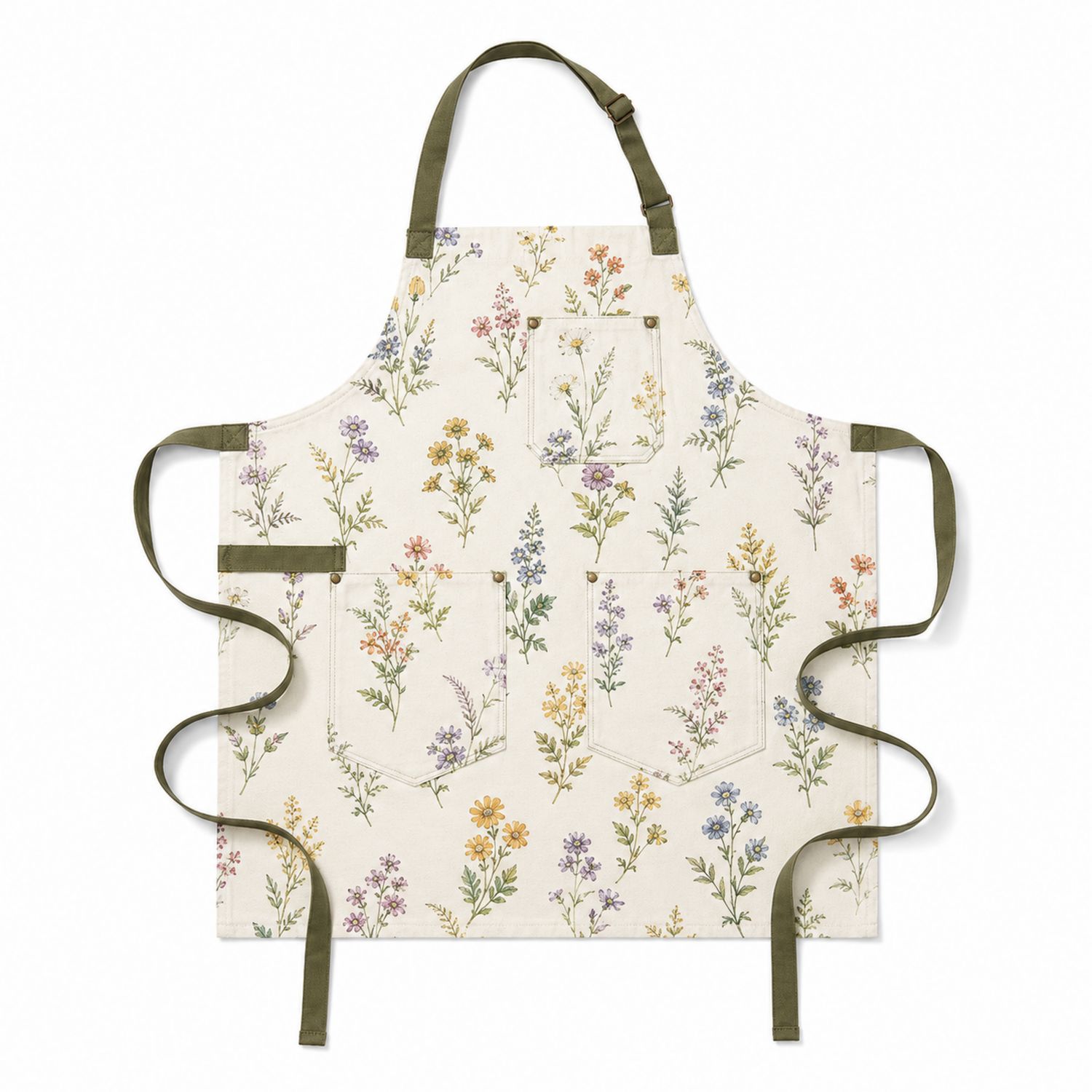 Küchenschürze mit Blumenmuster und verstellbarem Nackenband