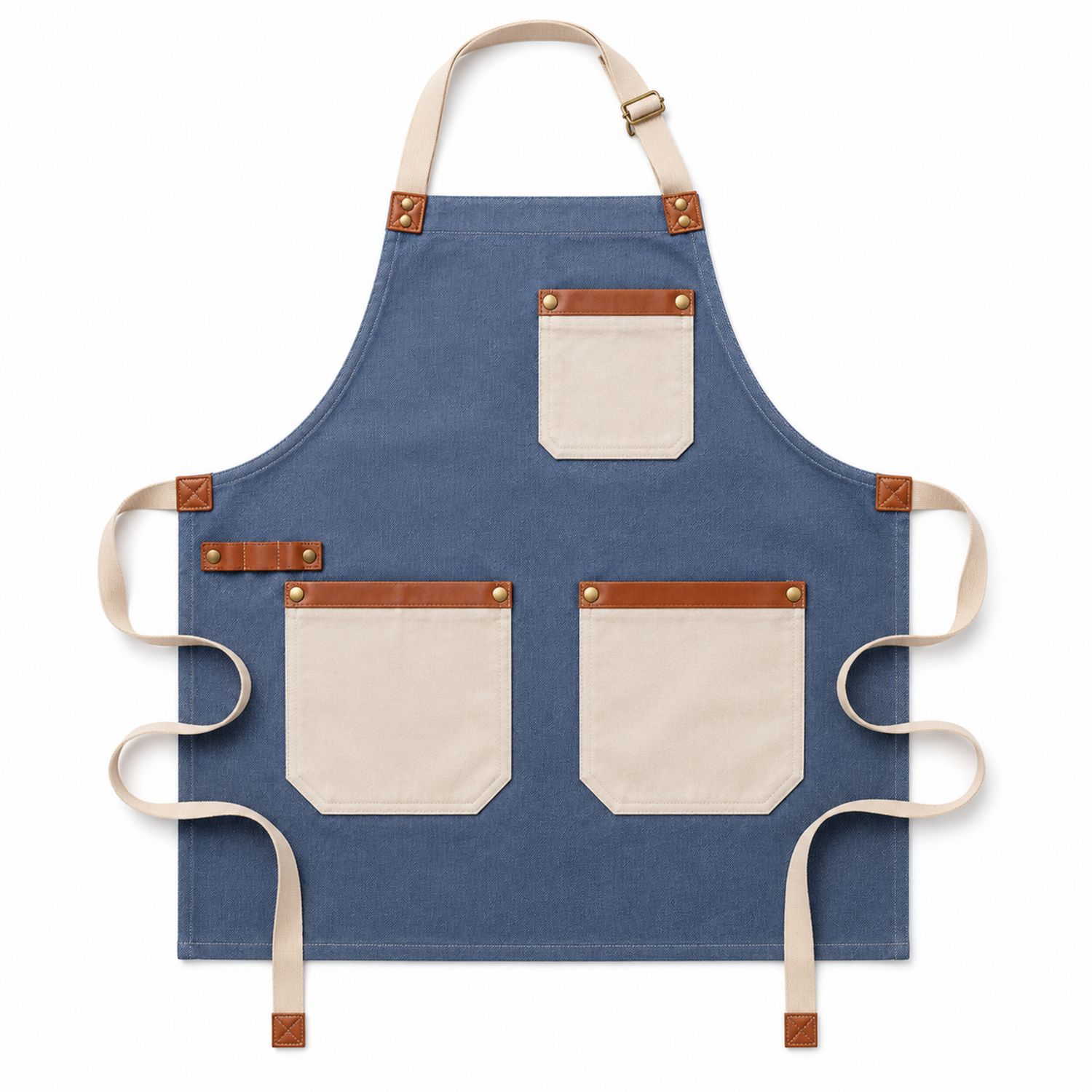 Herren Küchenschürze Blau mit Taschen