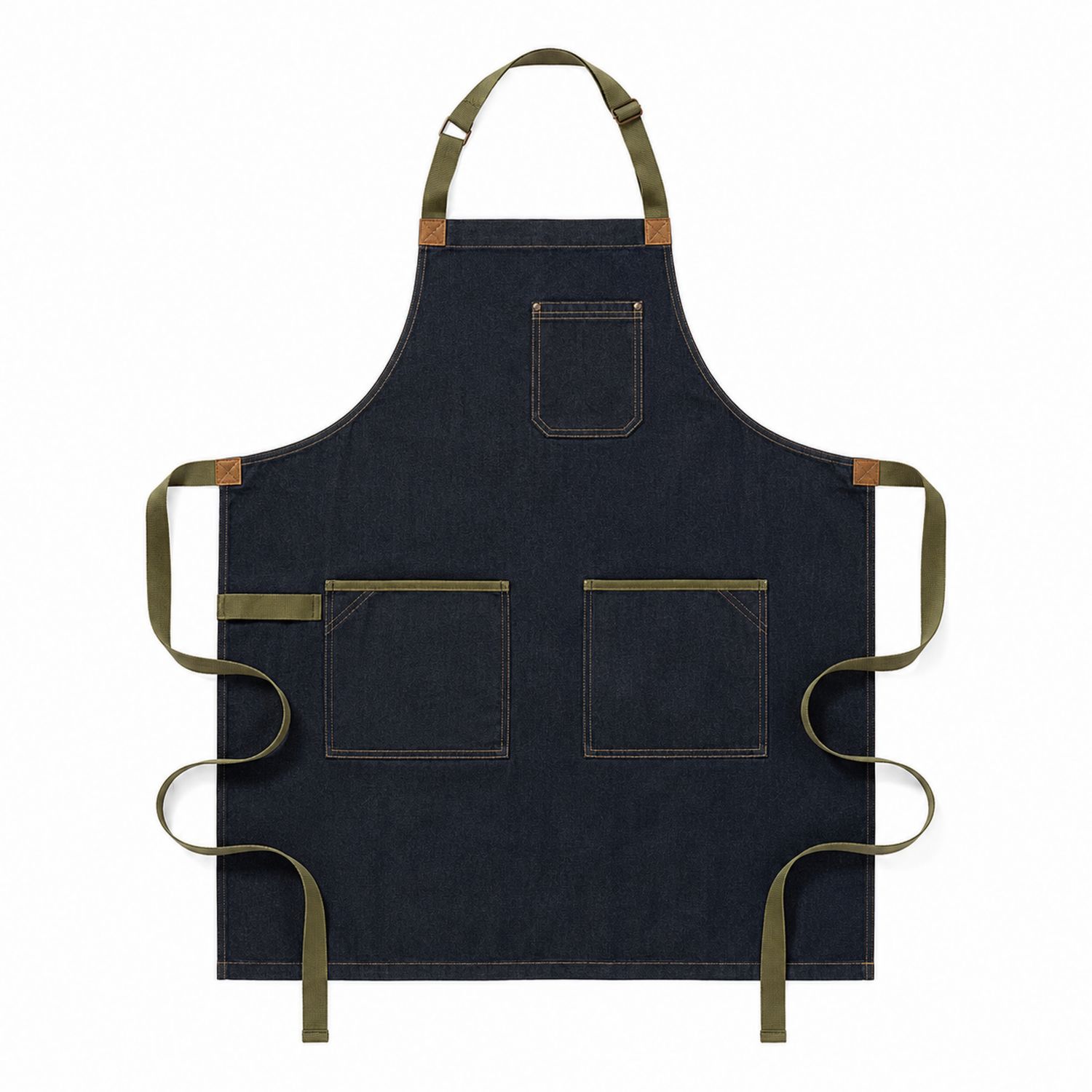 Verstellbare Küchenschürze Dunkelblau/Grün mit Taschen