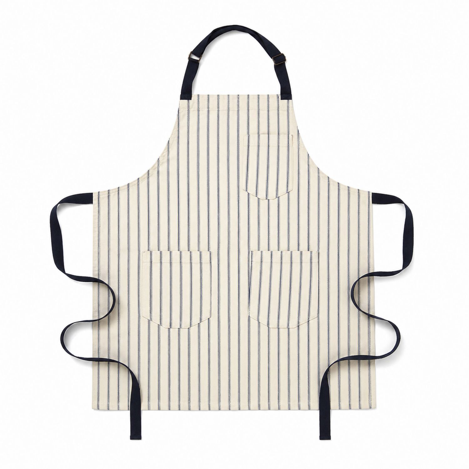 Gestreifte Küchenschürze mit Taschen und verstellbaren Riemen