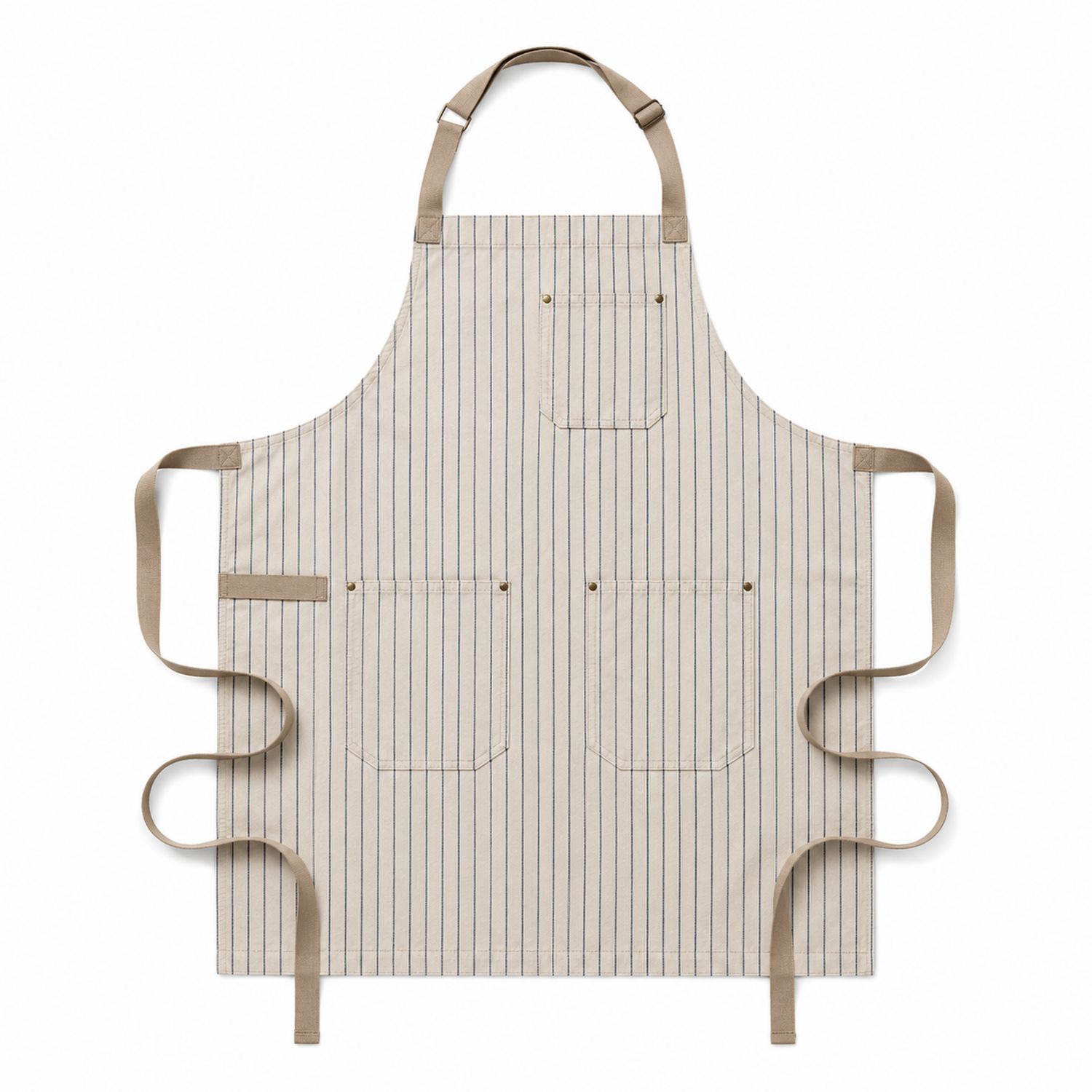 Küchenschürze Gestreift Verstellbar mit Taschen Beige/Blau
