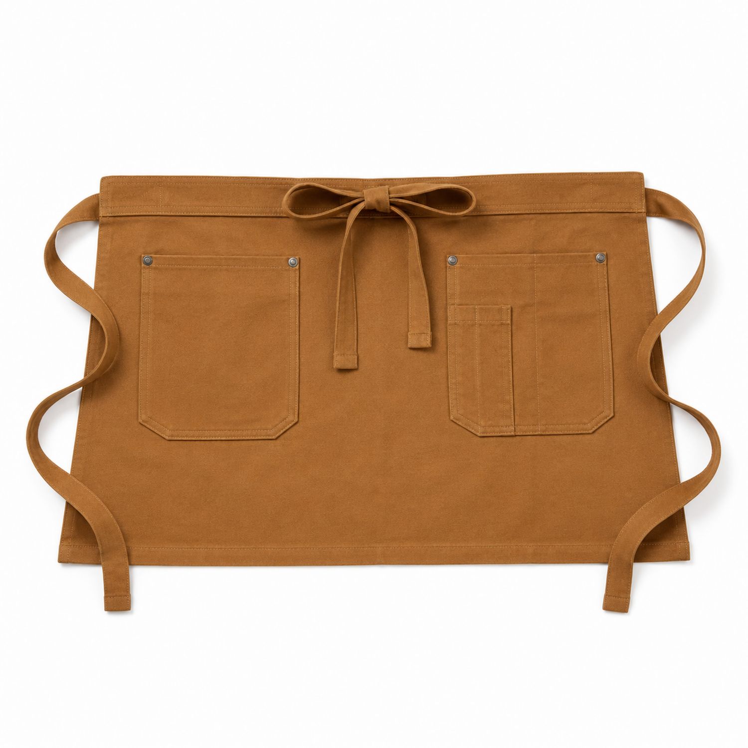 Braune Halbschürze mit Taschen und Bindeband