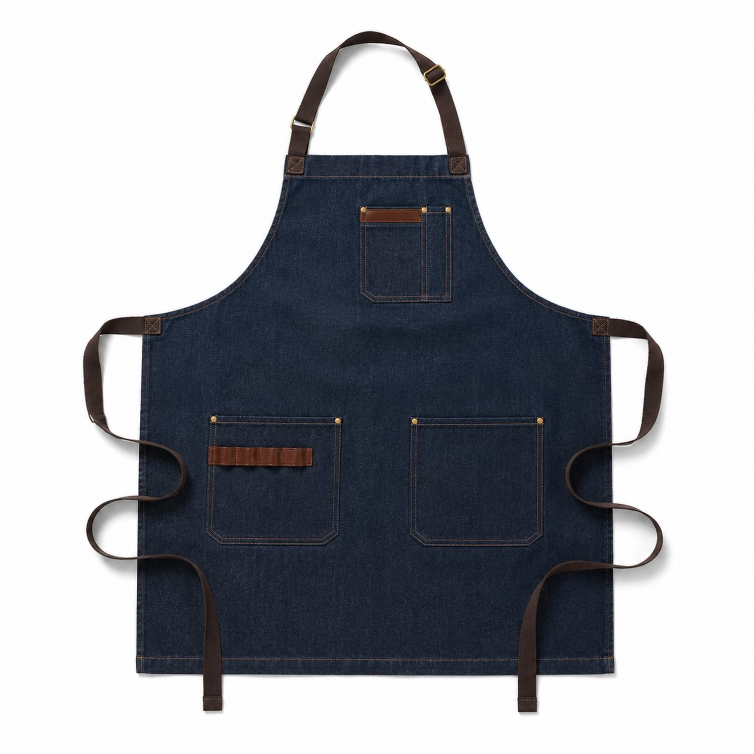 Verstellbare Denim-Schürze mit Taschen in Dunkelblau