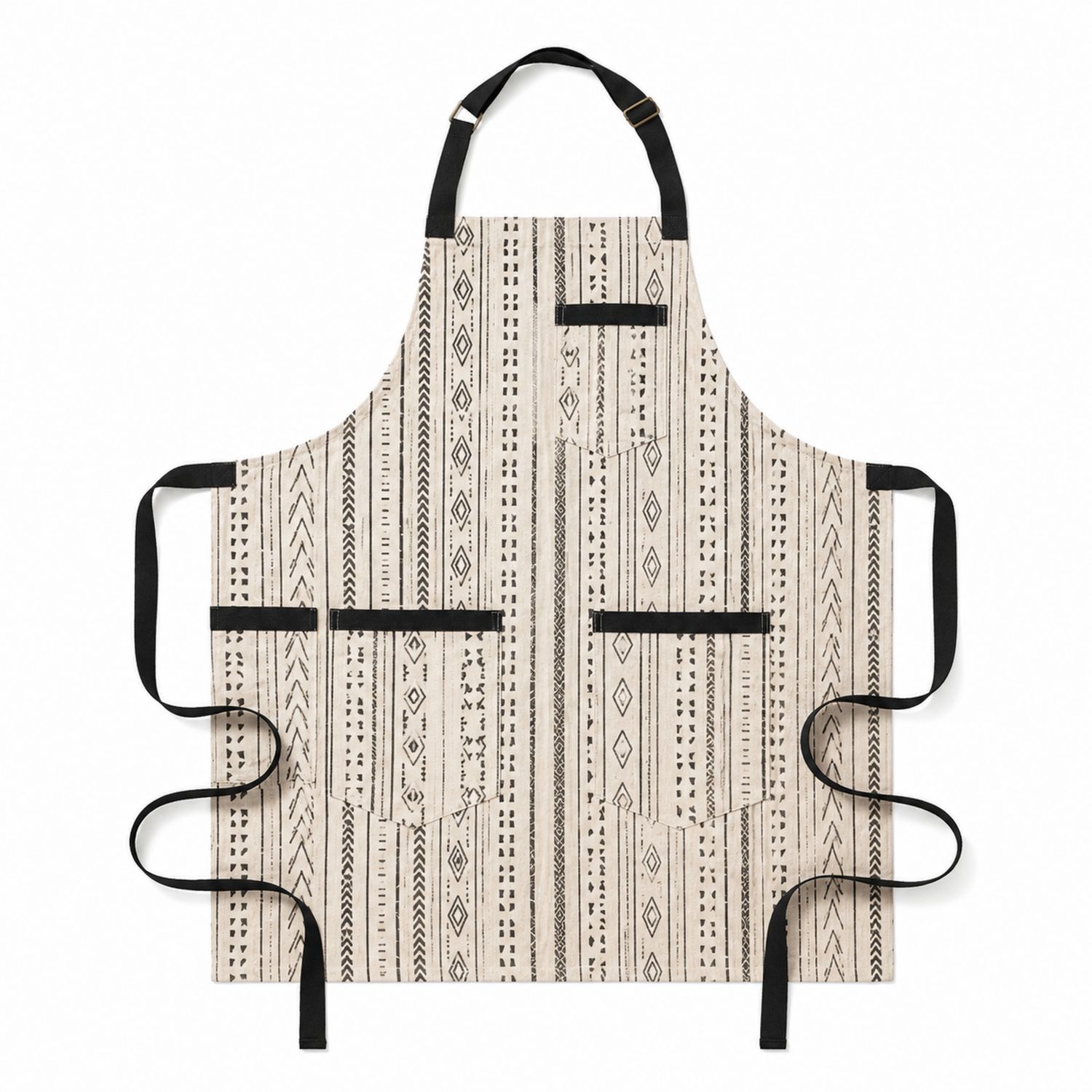 Verstellbare Küchenschürze mit geometrischem Muster Beige/Schwarz