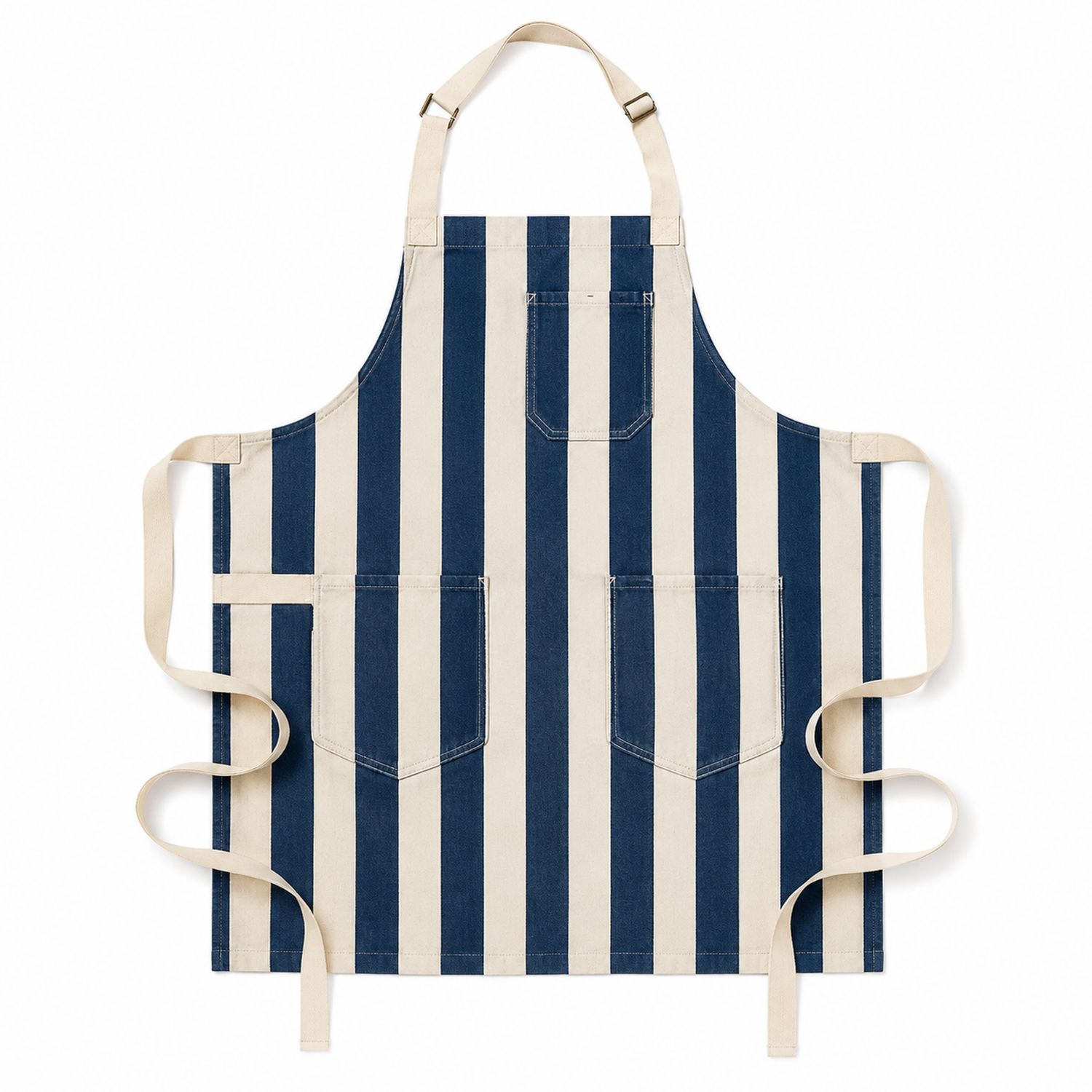 Küchenschürze mit Streifenmuster in Blau und Beige