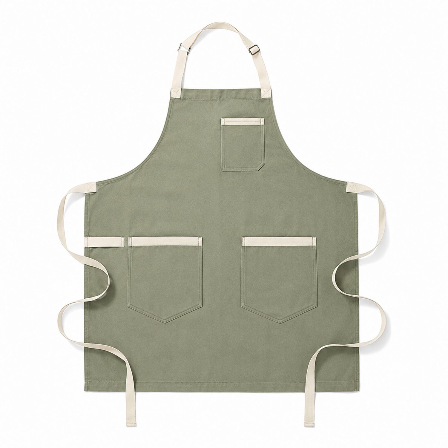 Verstellbare Küchenschürze mit Taschen in Olivgrün