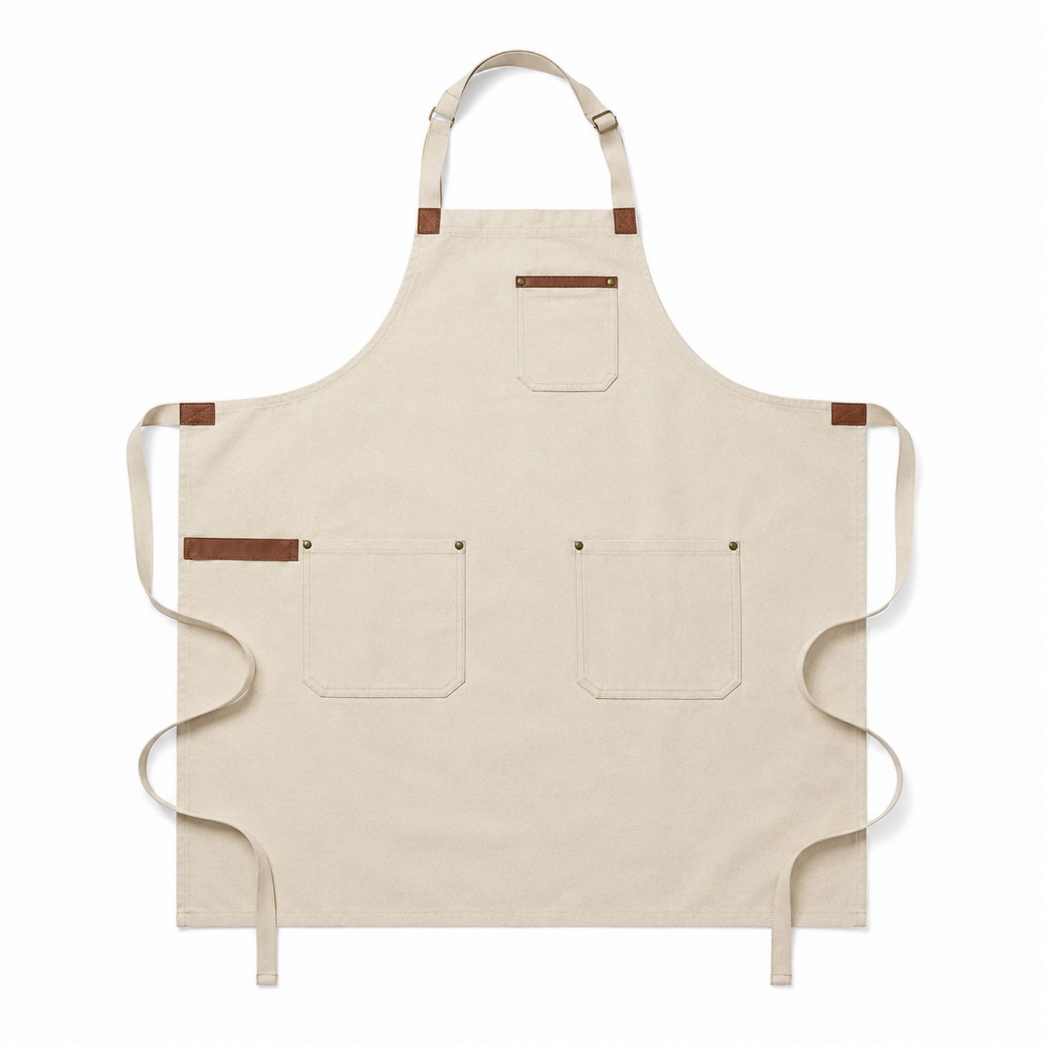 Verstellbare Schürze Beige mit Taschen, 85 x 70 cm