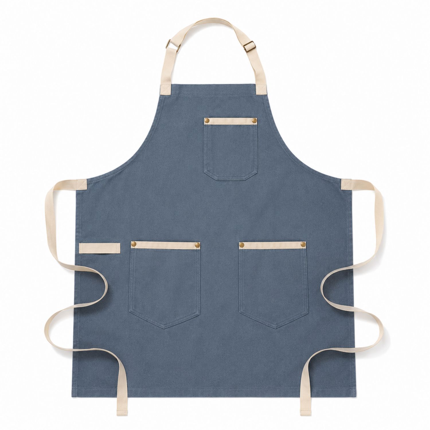 Verstellbare Küchenschürze Blau/Beige mit Taschen
