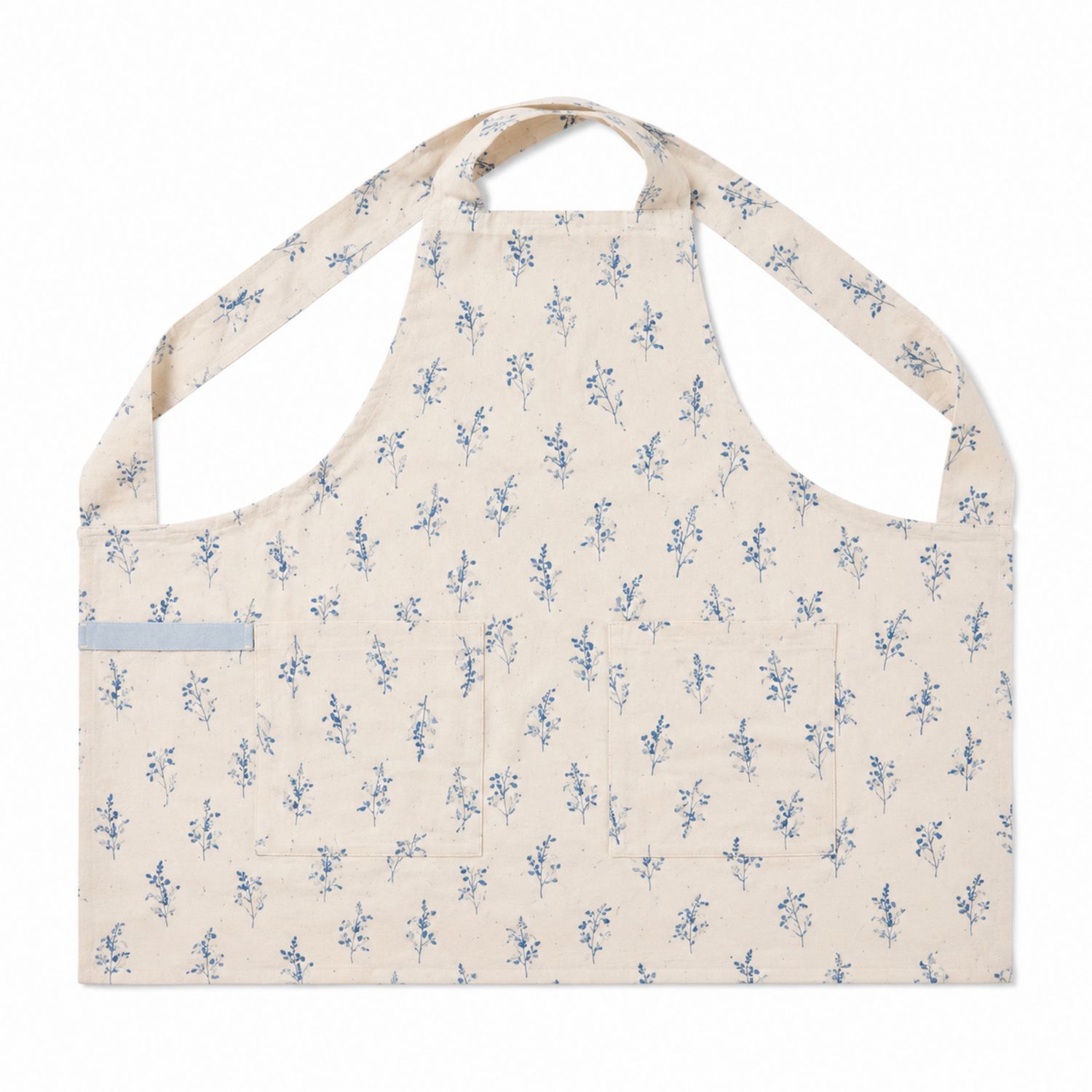 Schürze mit Blumenmuster Beige und Blau