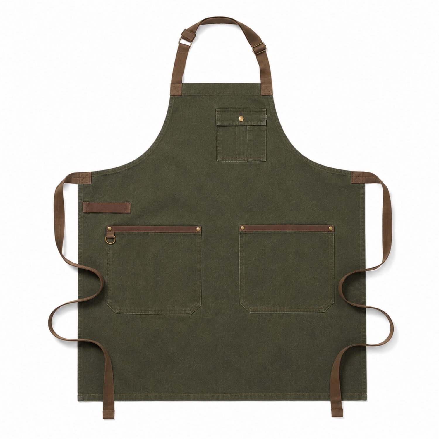 Unisex Schürze Grün mit Taschen und Verstellbarem Nackenband