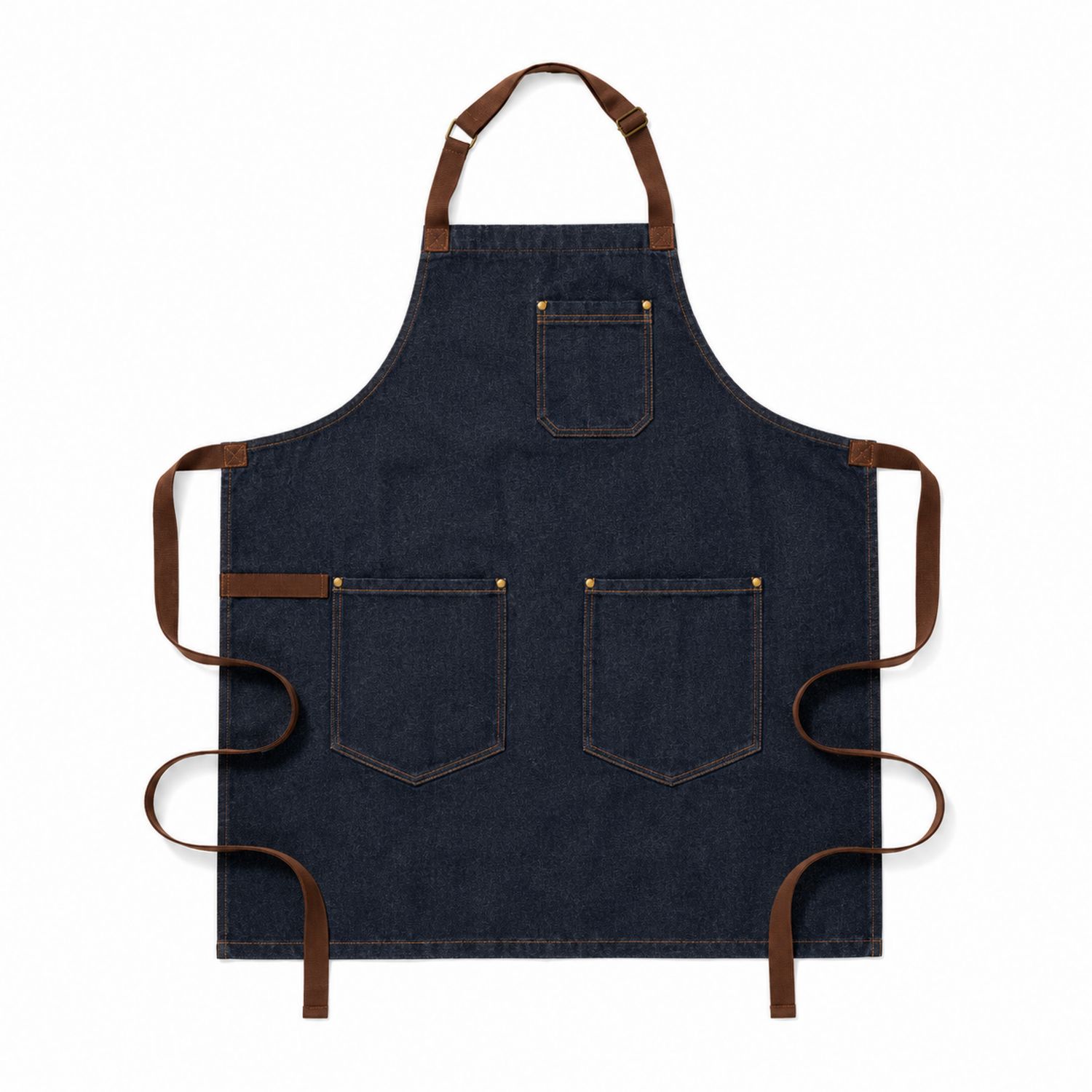 Jeansschürze Dunkelblau mit Taschen und Verstellbarem Nackenband