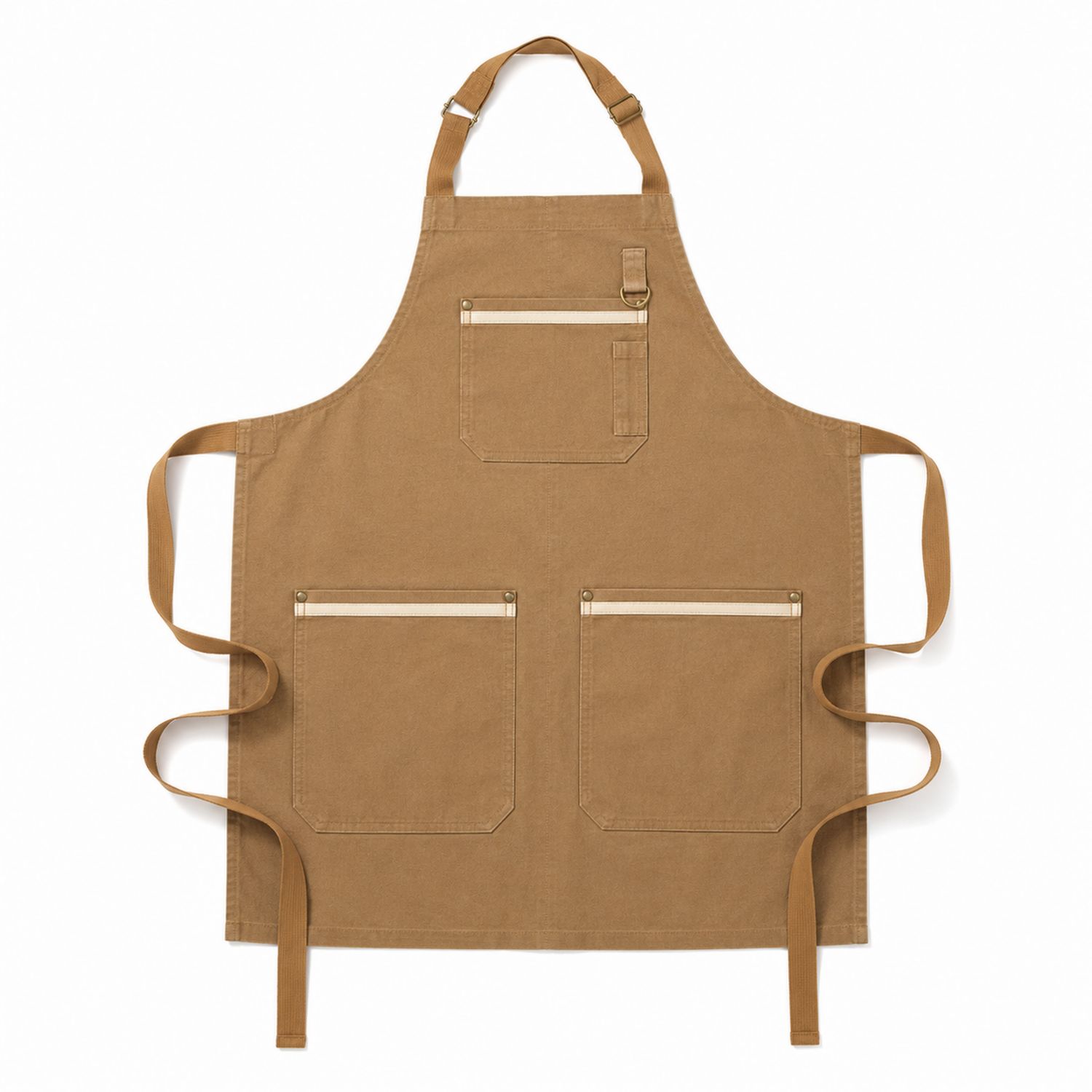 Verstellbare Unisex Küchenschürze mit Taschen in Braun