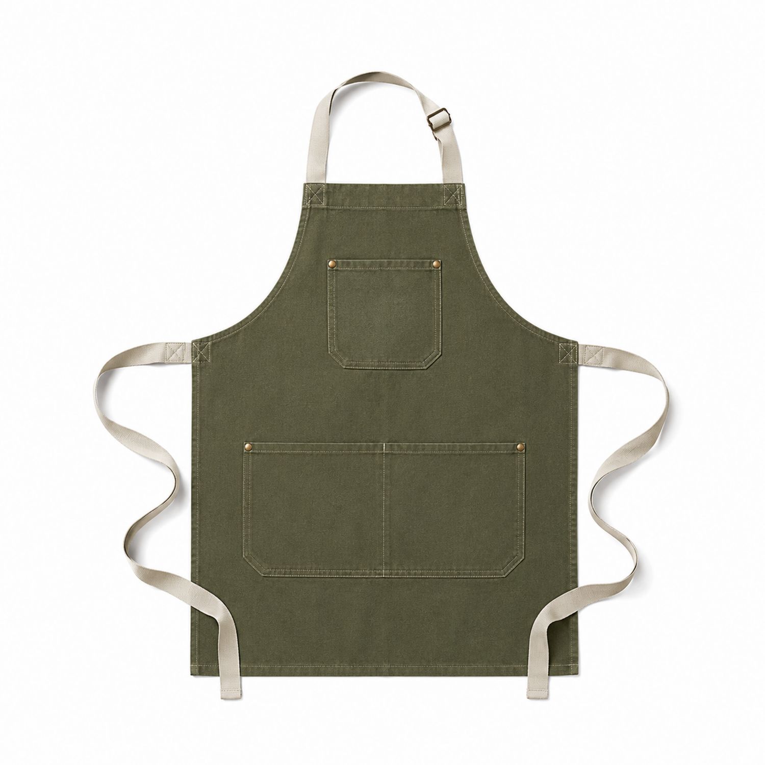 Olivegrüne Verstellbare Küchenschürze mit Taschen