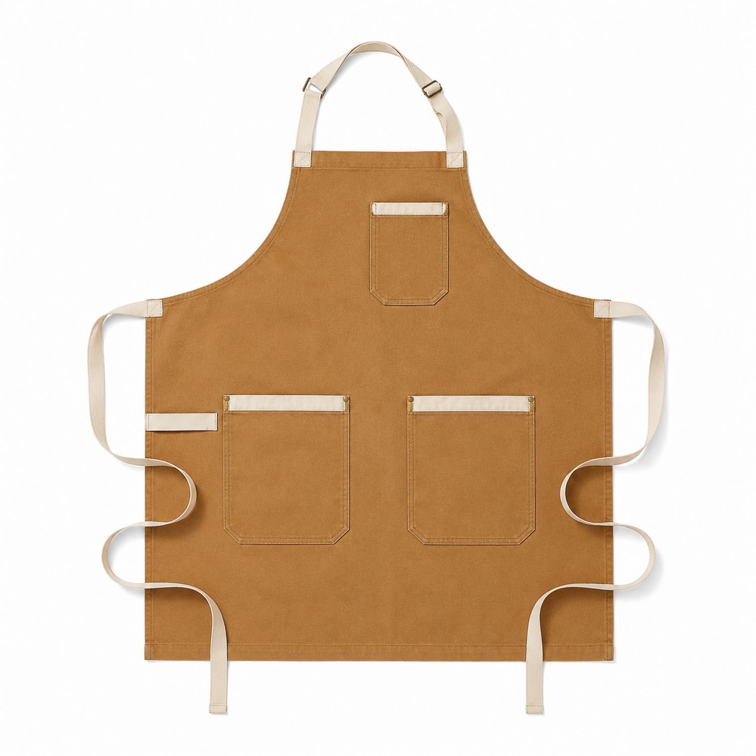 Verstellbare Unisex-Schürze Braun mit Taschen