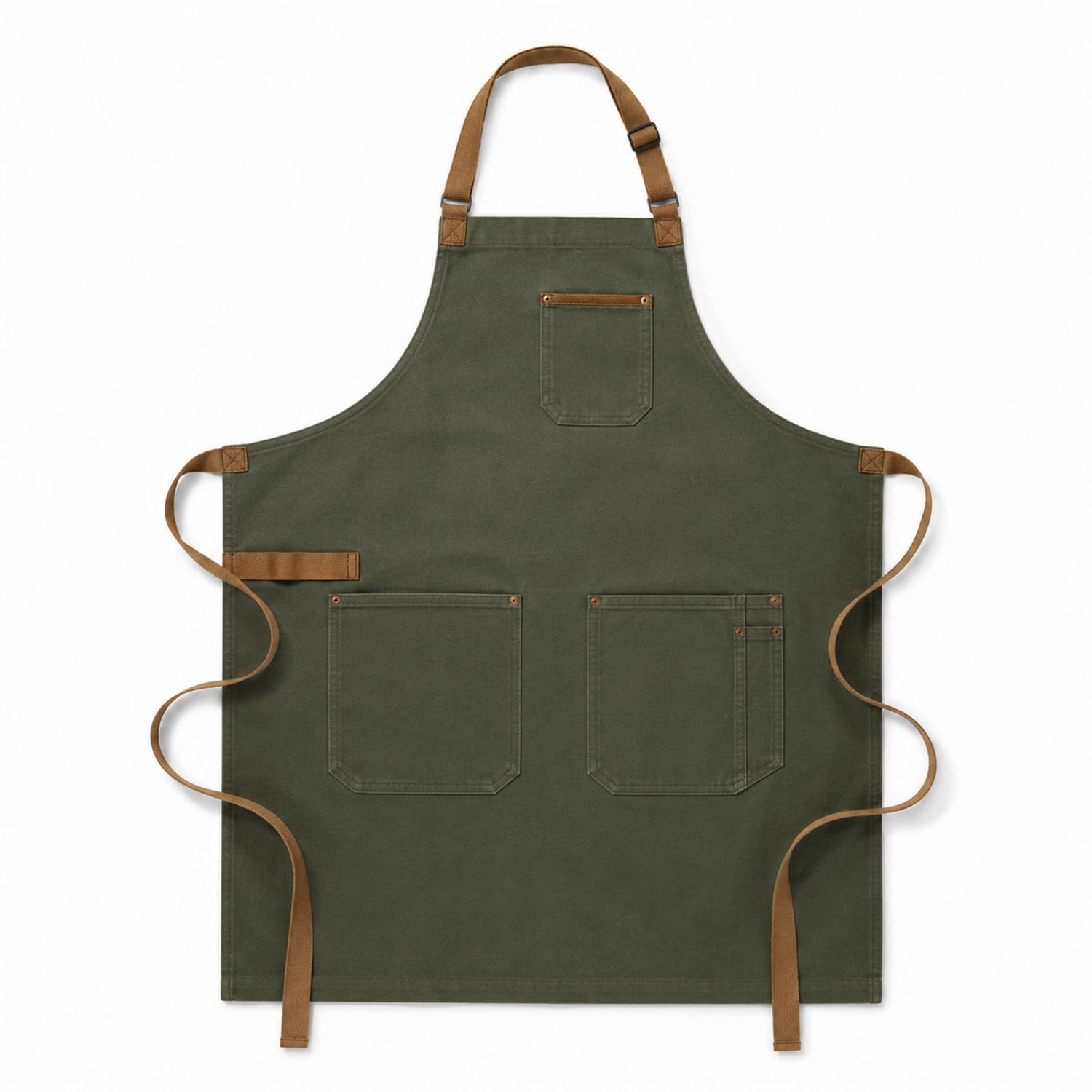 Verstellbare olivgrüne Schürze mit Taschen für Erwachsene