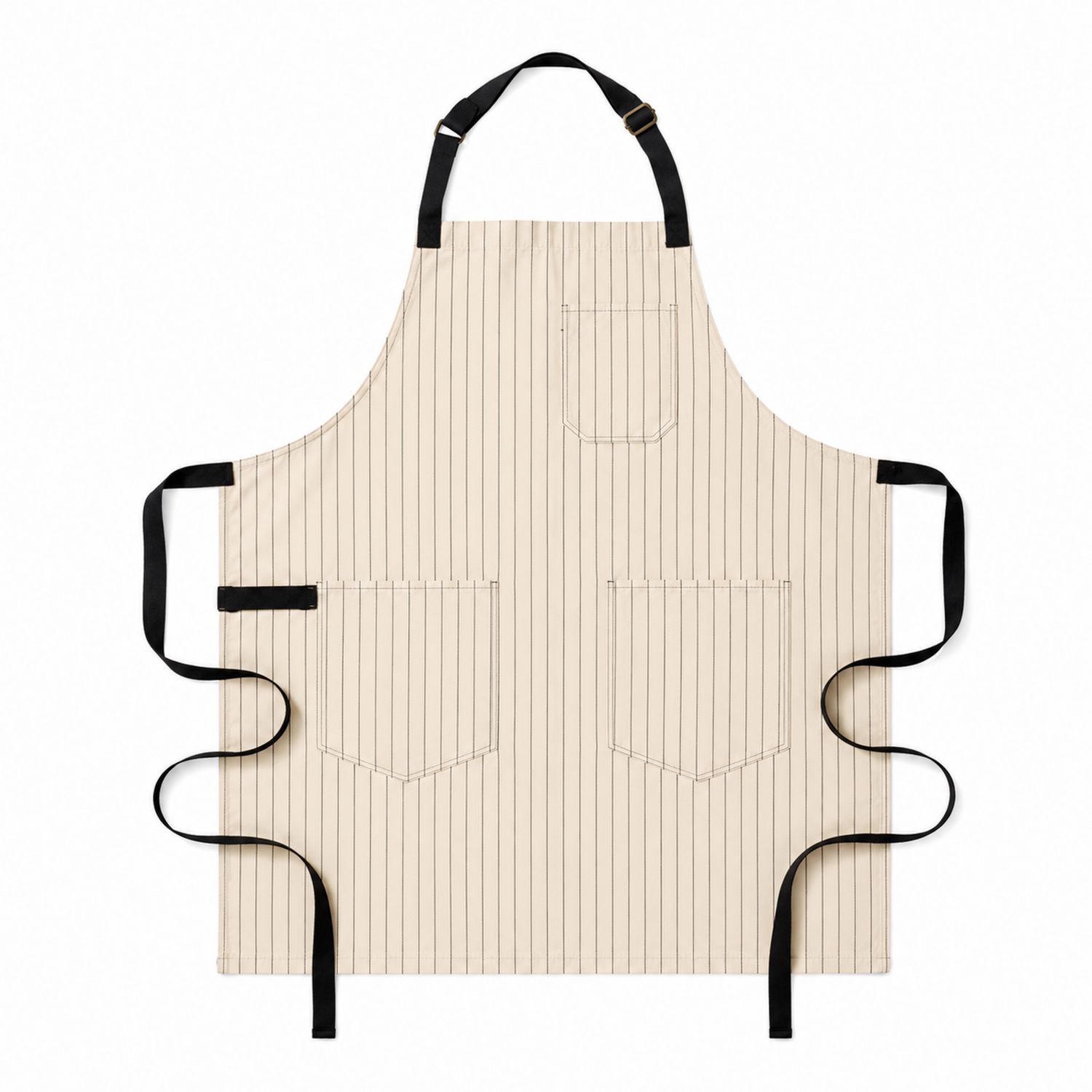 Verstellbare gestreifte Küchenschürze für Erwachsene, Beige/Schwarz