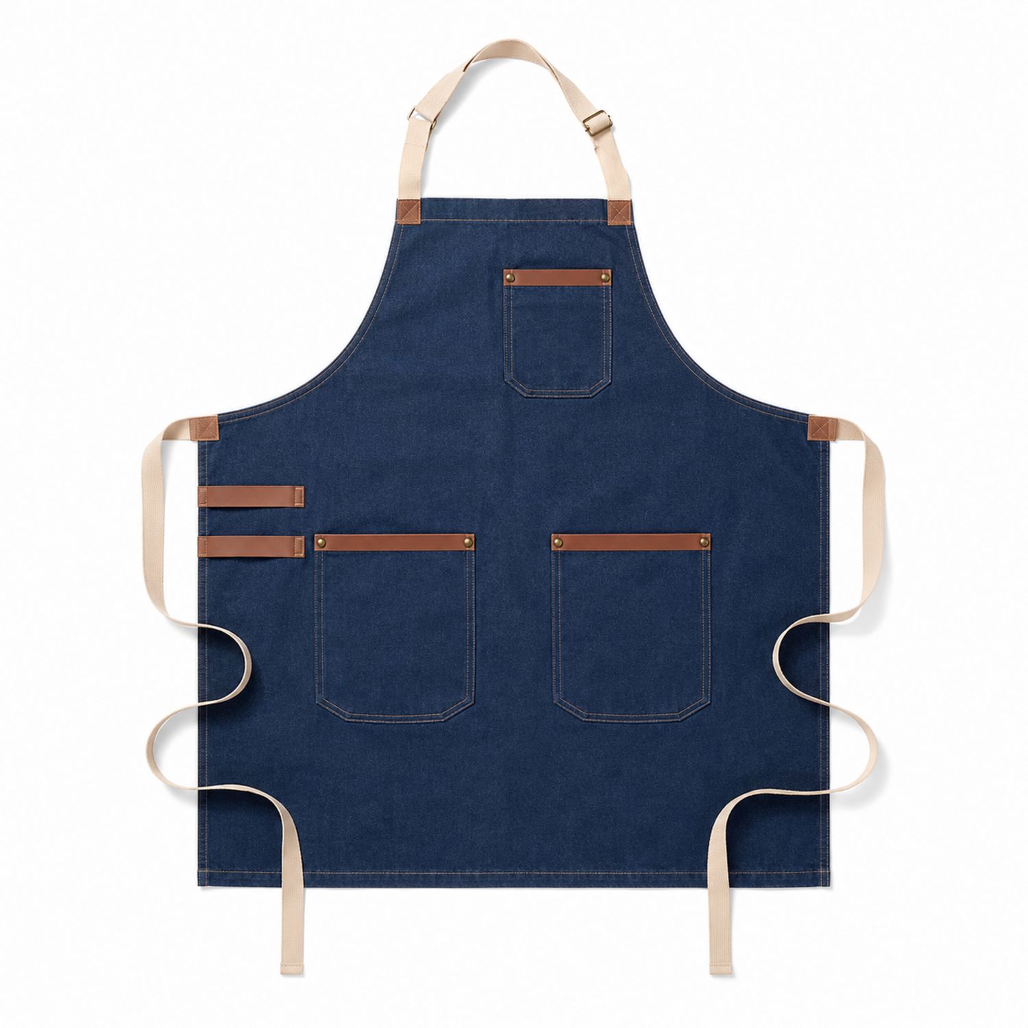 Unisex-Denim-Schürze mit Tasche in Dunkelblau