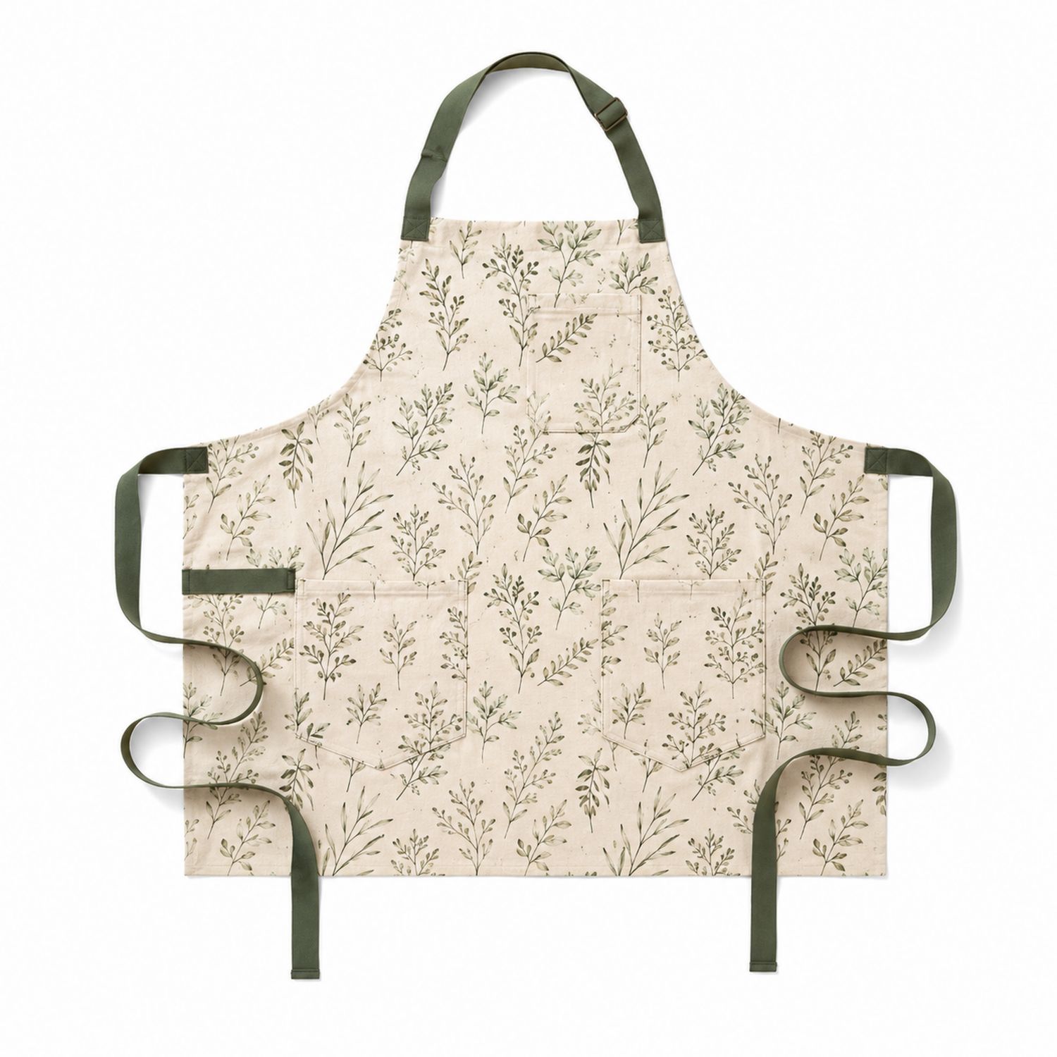 Verstellbare Küchenschürze mit Blumenmuster Beige/Grün