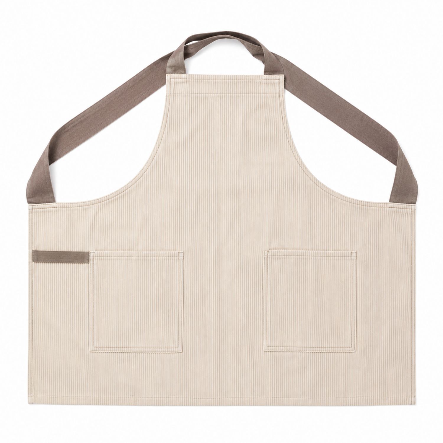 Beige Küchenschürze mit Verstellbaren Trägern und Taschen