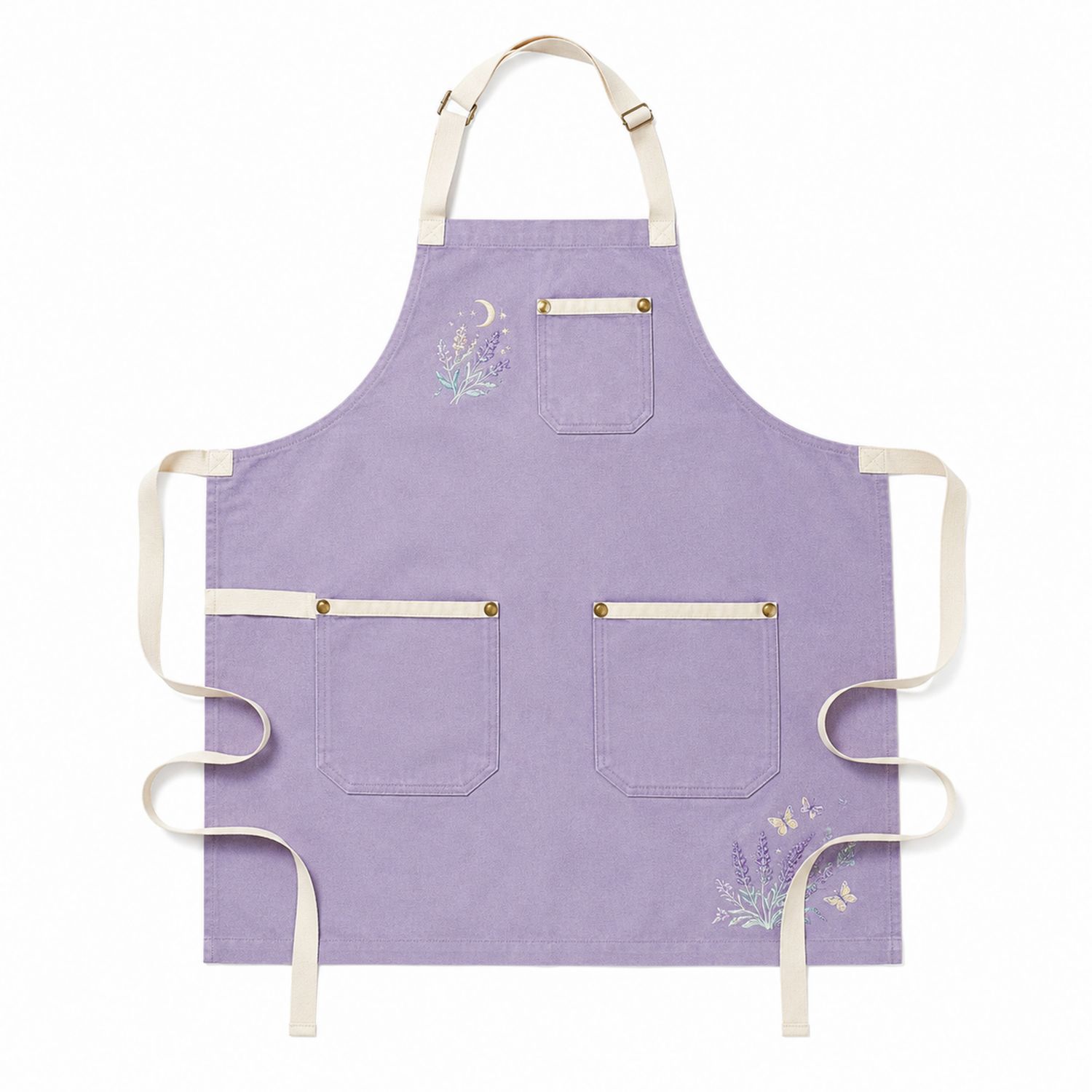 Verstellbare Lila Schürze mit Taschen und Floralen Mustern