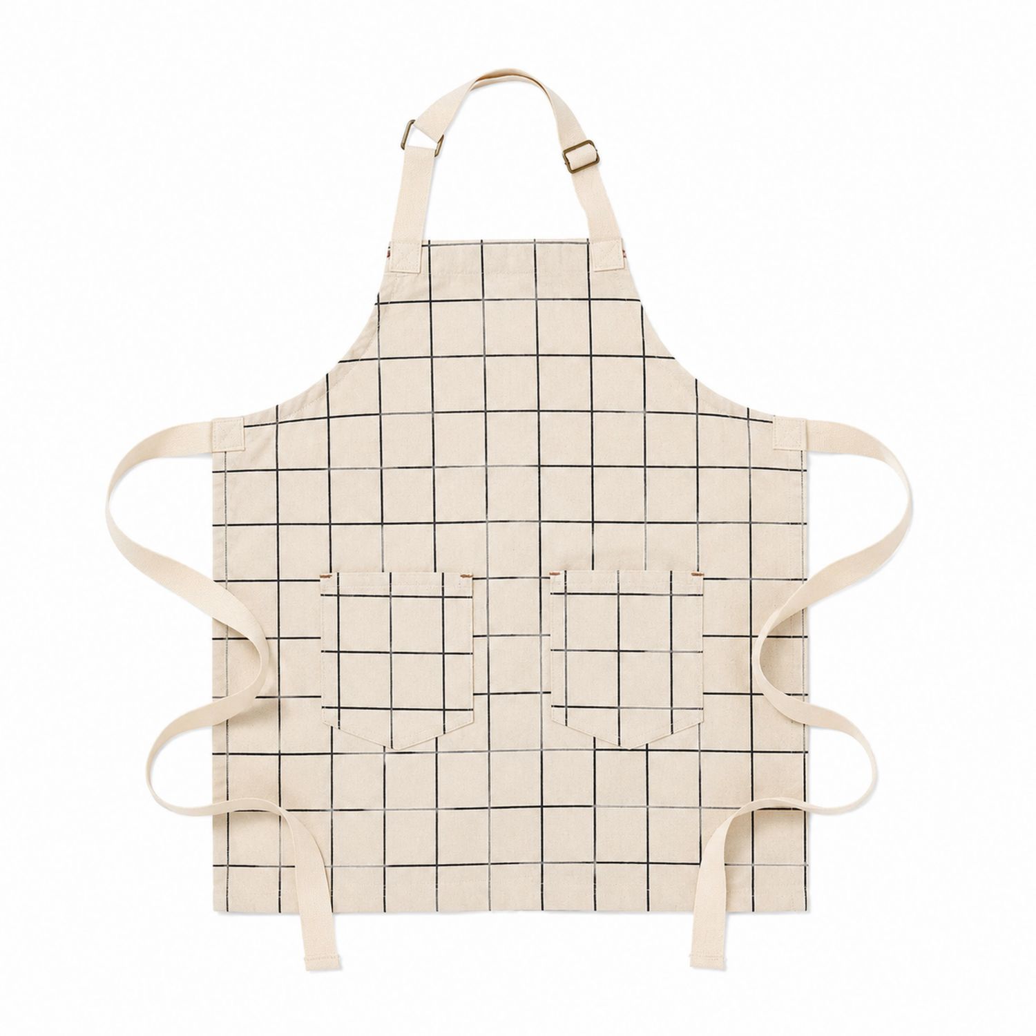 Küchenschürze mit Karomuster Beige/Schwarz