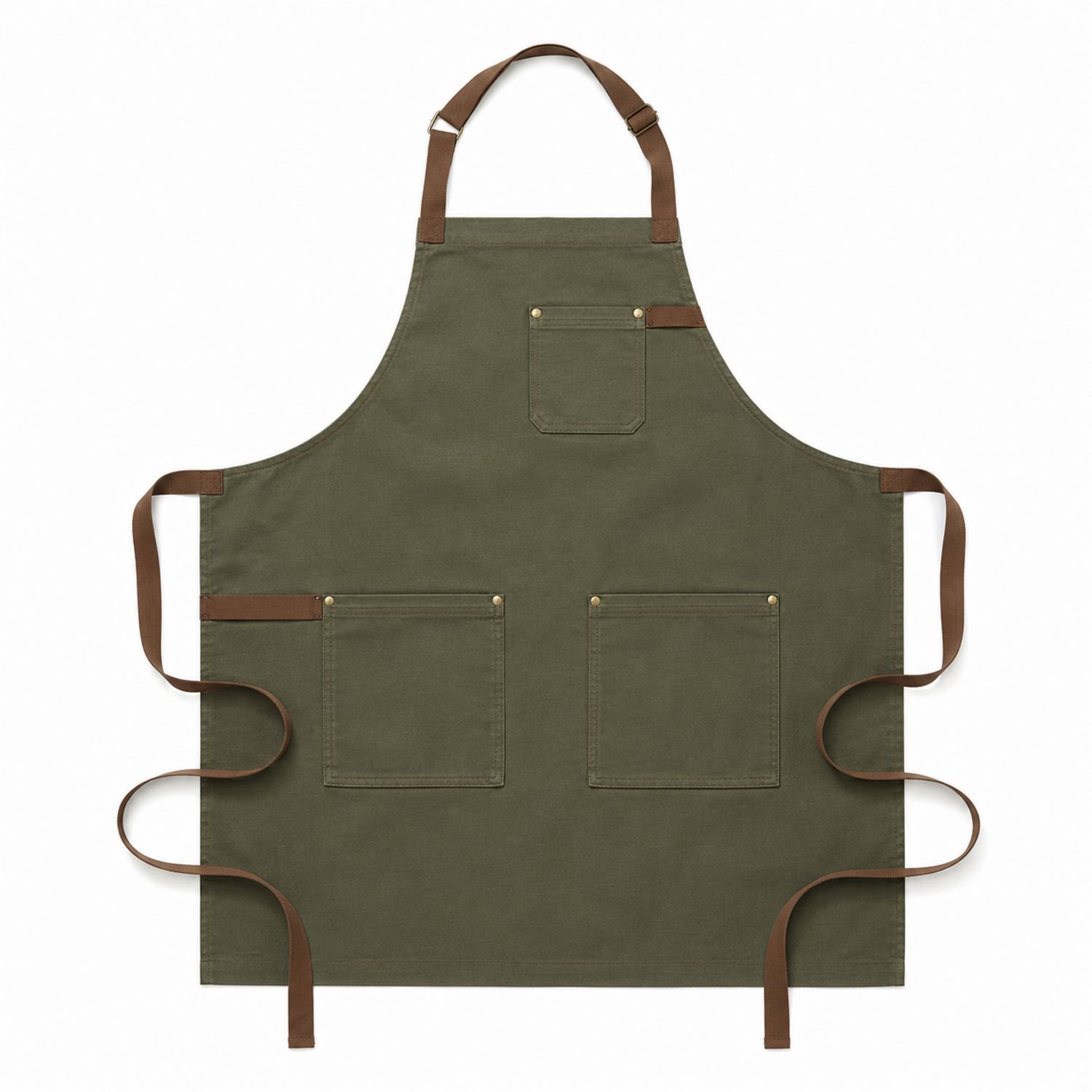 Verstellbare Schürze mit Taschen in Olivgrün