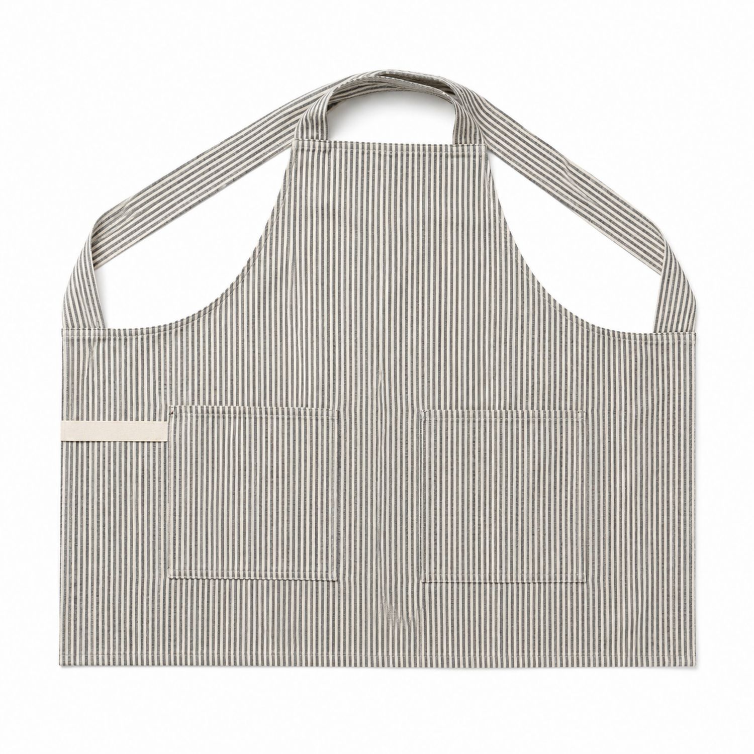 Herren Küchenschürze Grau-Weiß Gestreift mit Taschen