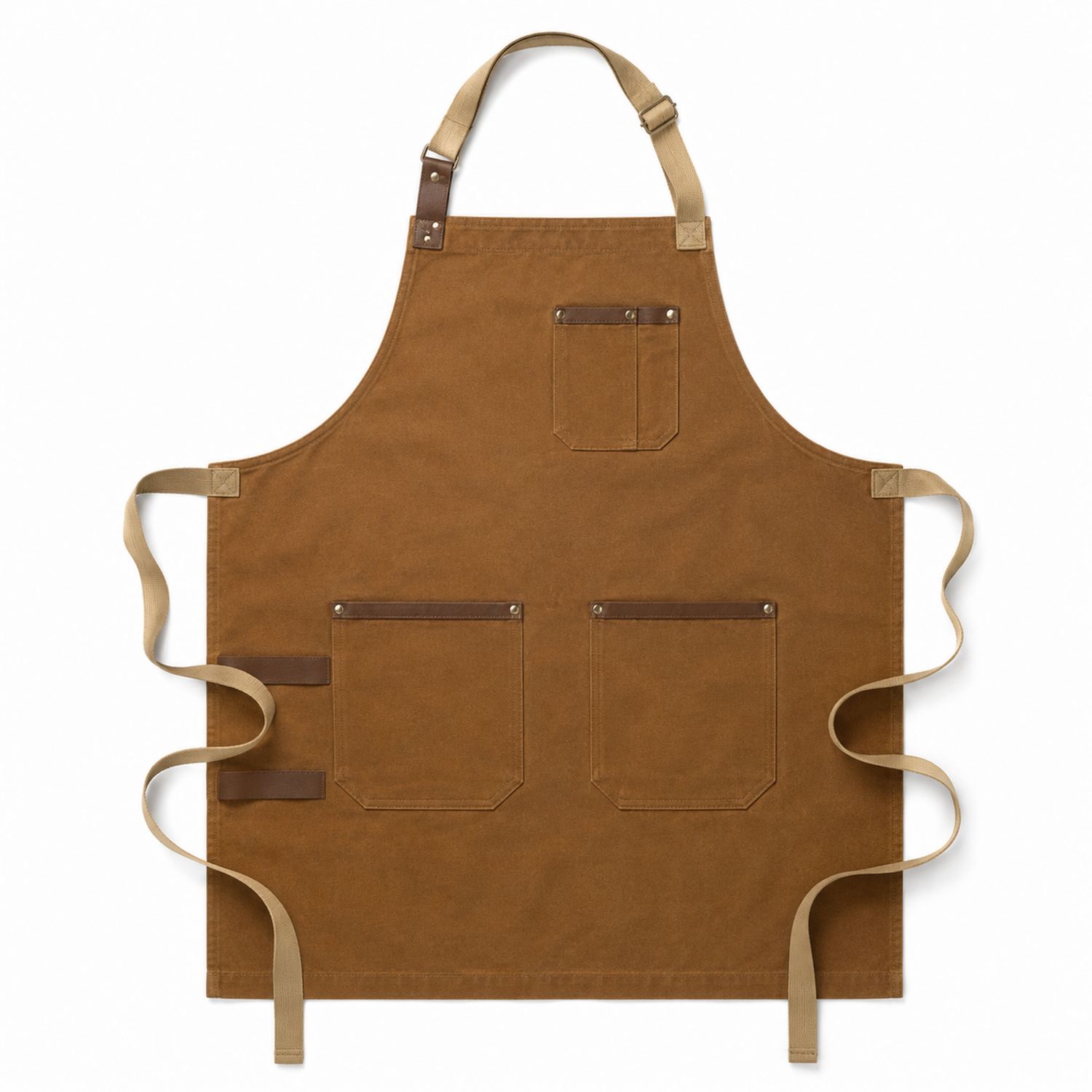 Unisex Schürze Braun mit Verstellbarem Nackenriemen und Taschen