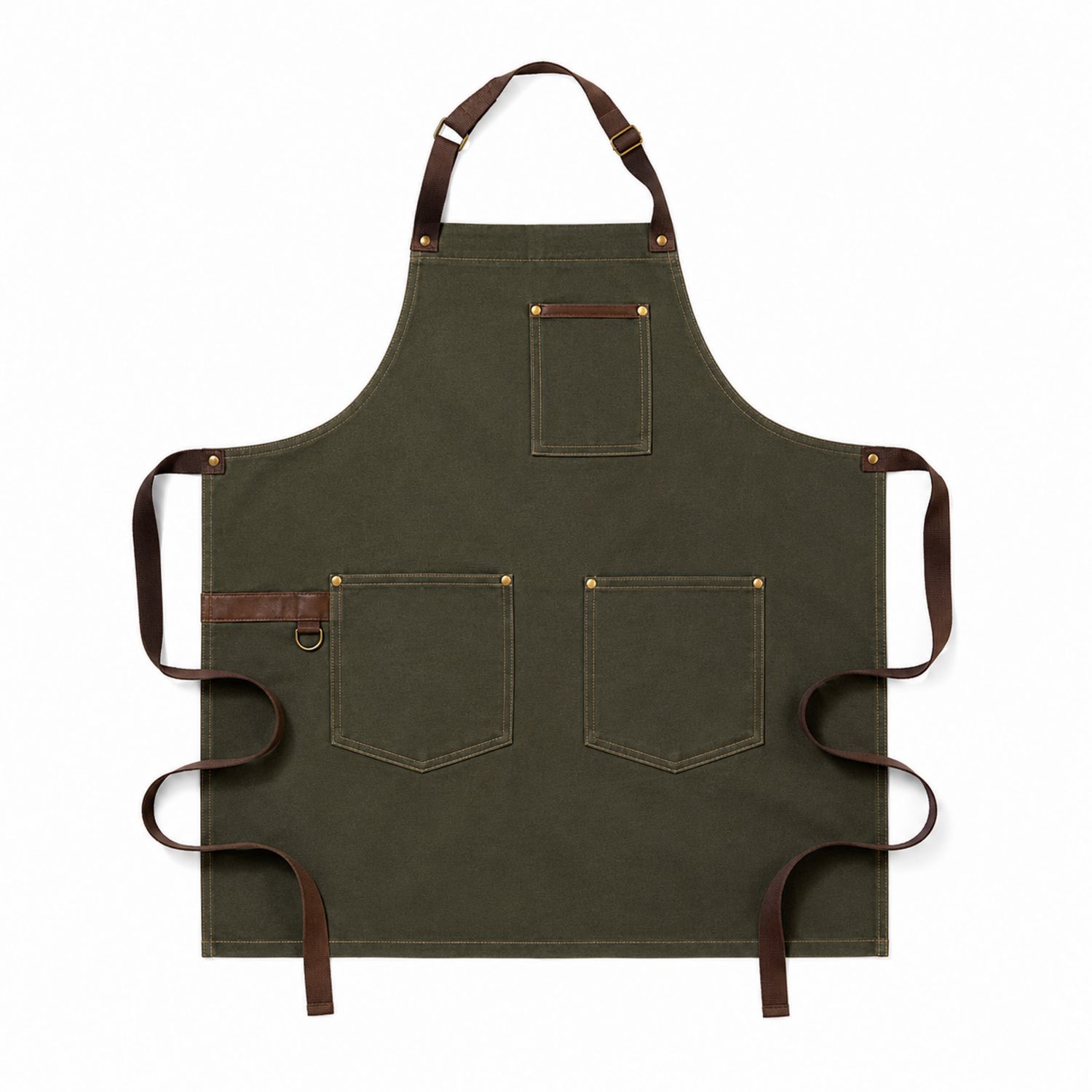 Küchenschürze Canvas Grün Verstellbar mit Taschen