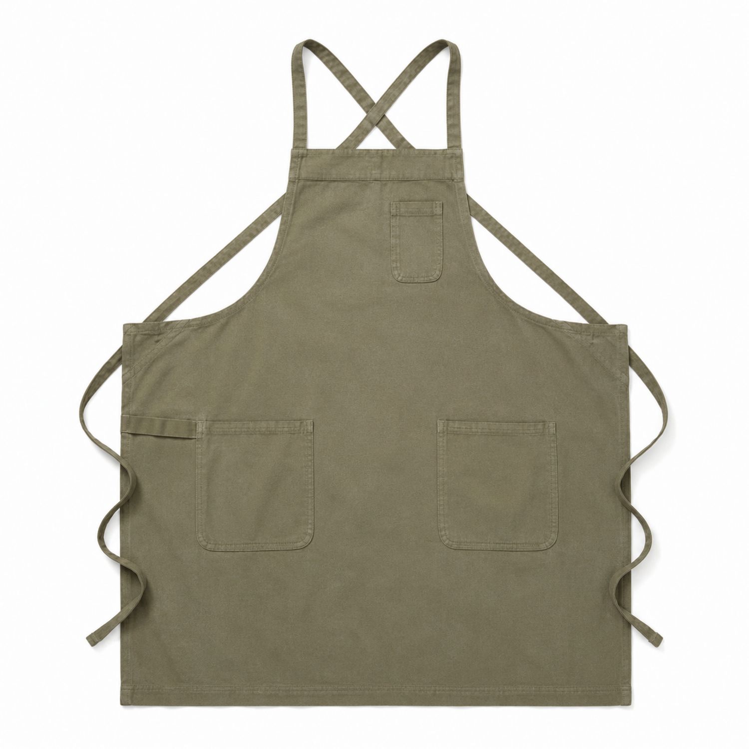 Unisex Schürze Khaki mit Taschen 85x70 cm