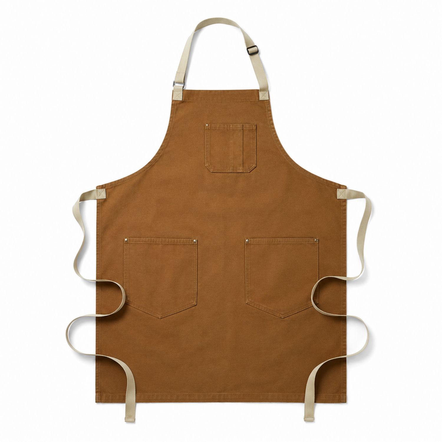 Schürze Braun mit Verstellbarem Nackenband und Taschen