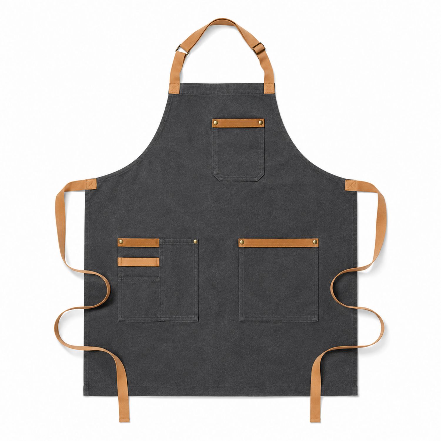 Schwarze Kochschürze mit Taschen und Verstellbarem Nackenband