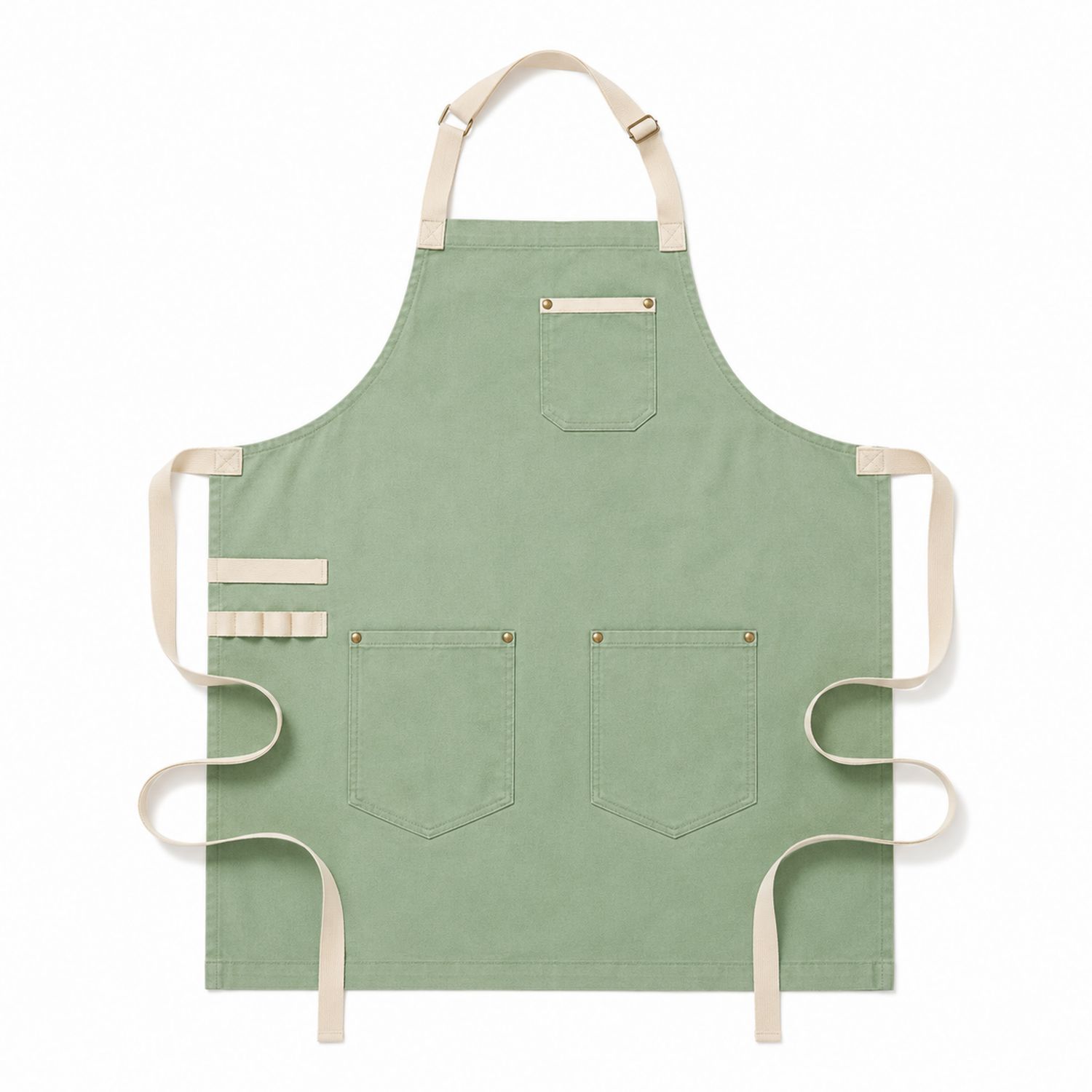 Grüne Küchenschürze mit Verstellbaren Riemen und Mehreren Taschen