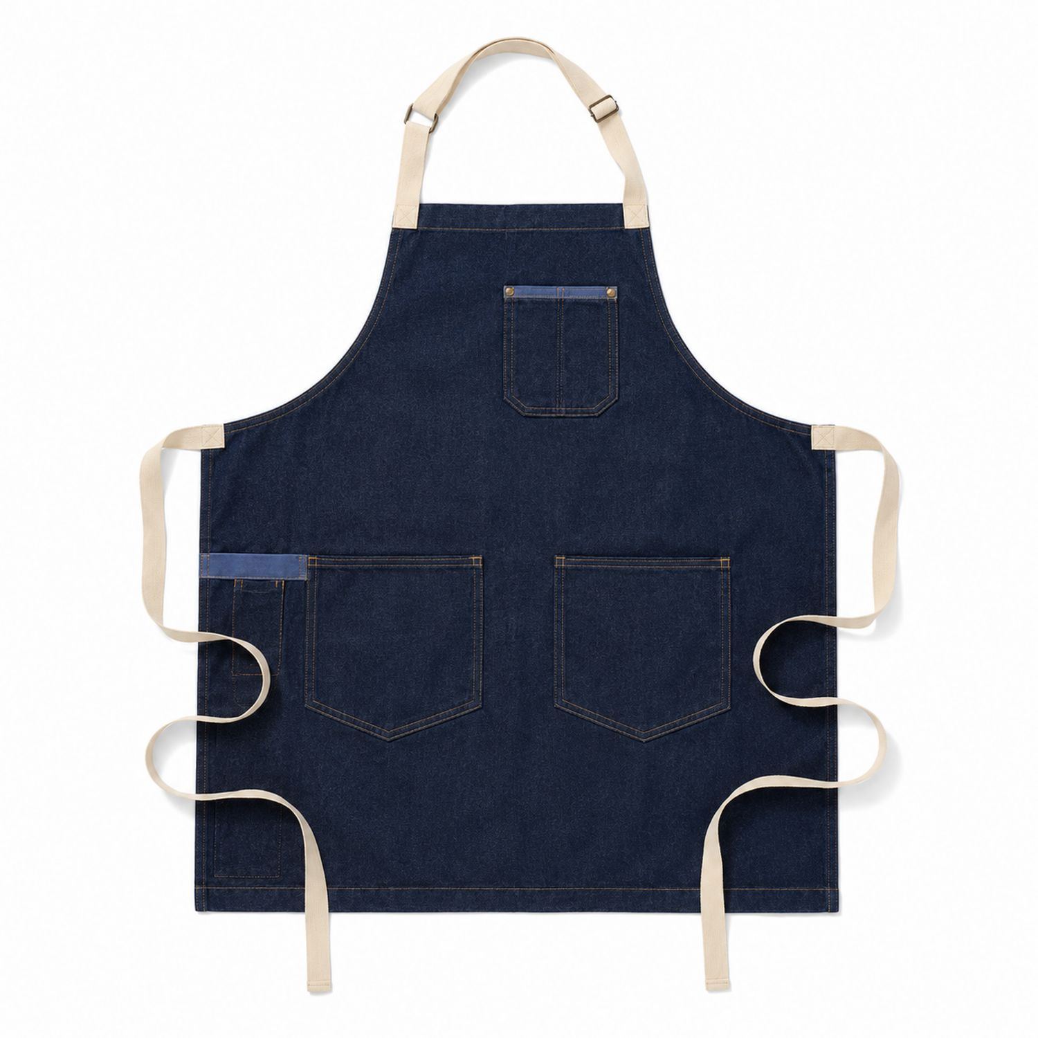 Unisex Denim Schürze mit Taschen Dunkelblau