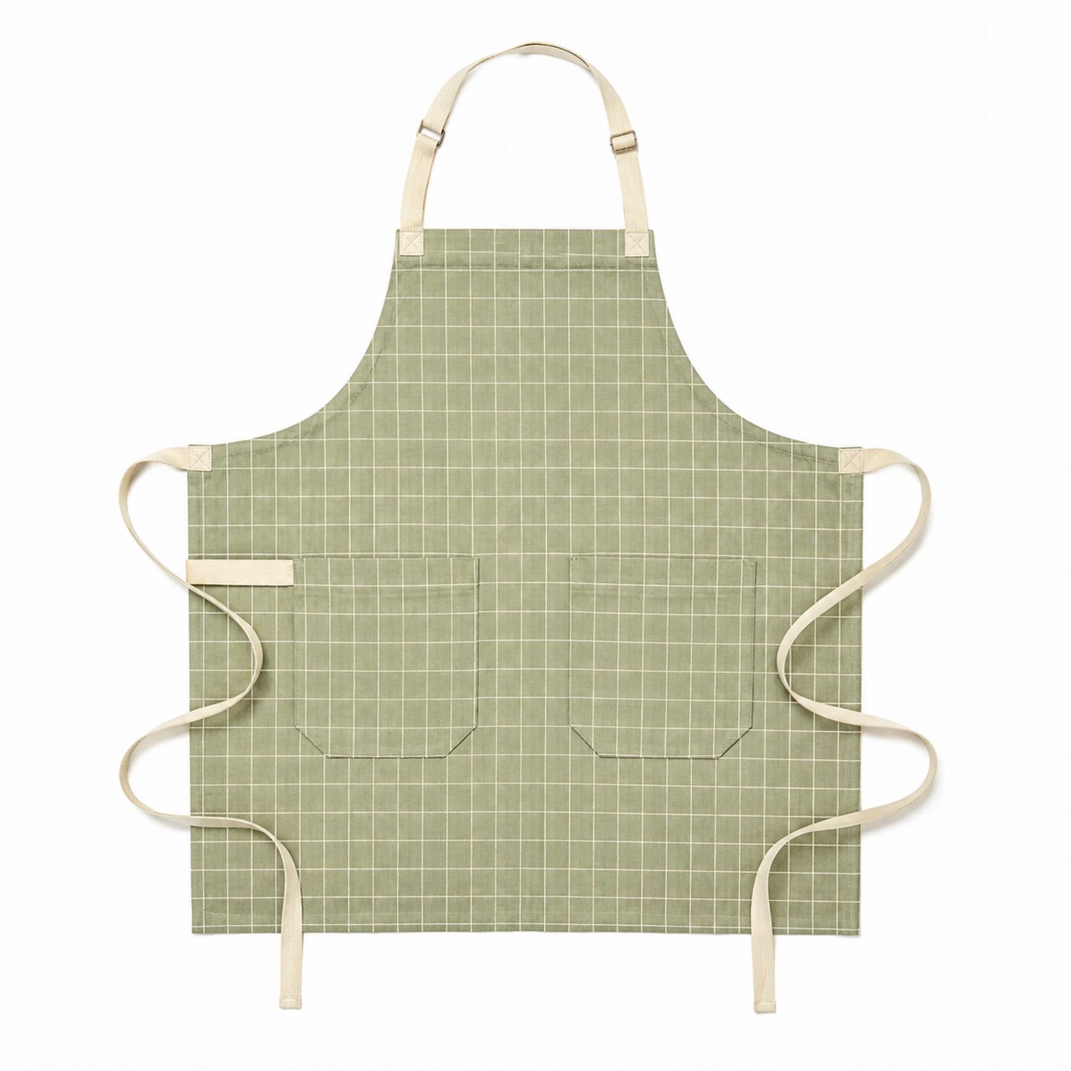 Küchenschürze Grün Kariert mit Taschen
