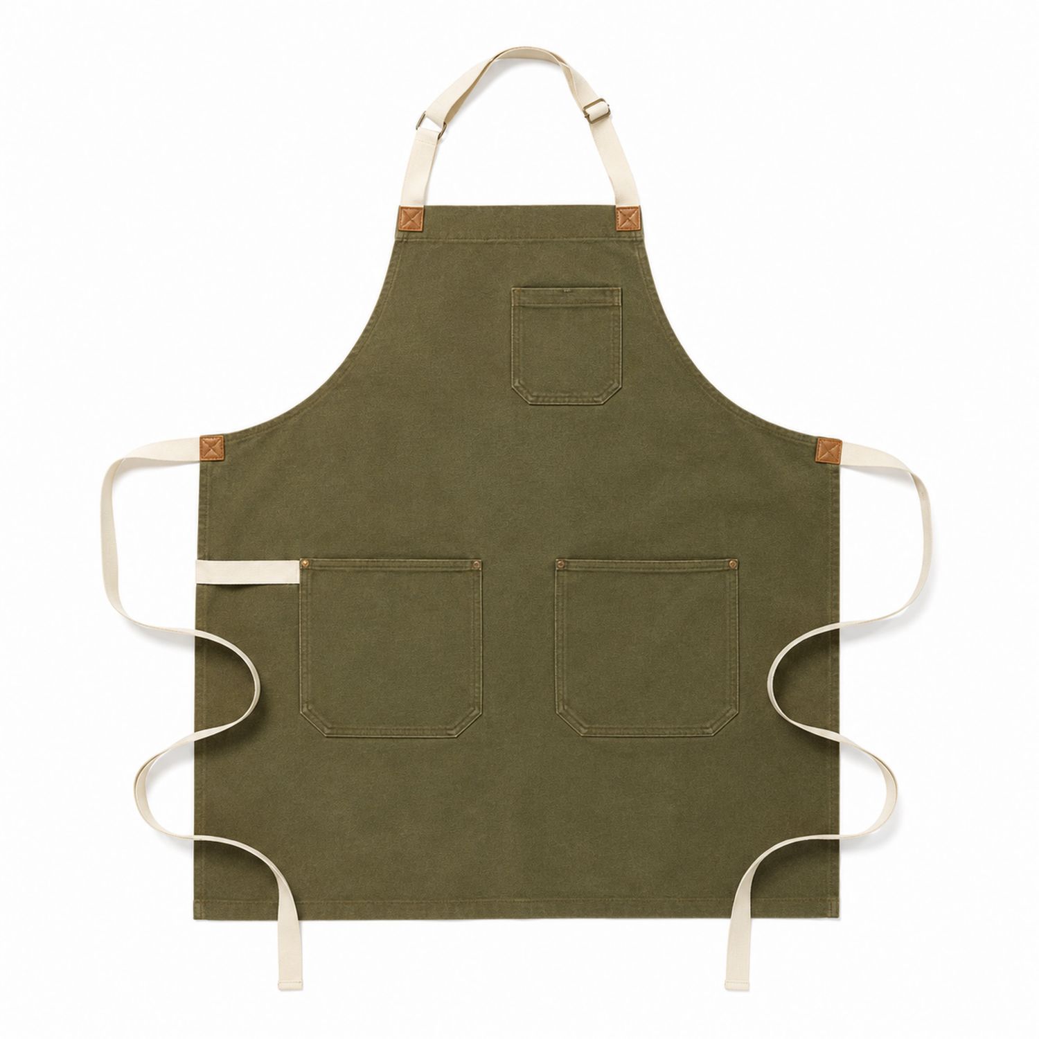 Verstellbare Küchenschürze mit Taschen Olivgrün