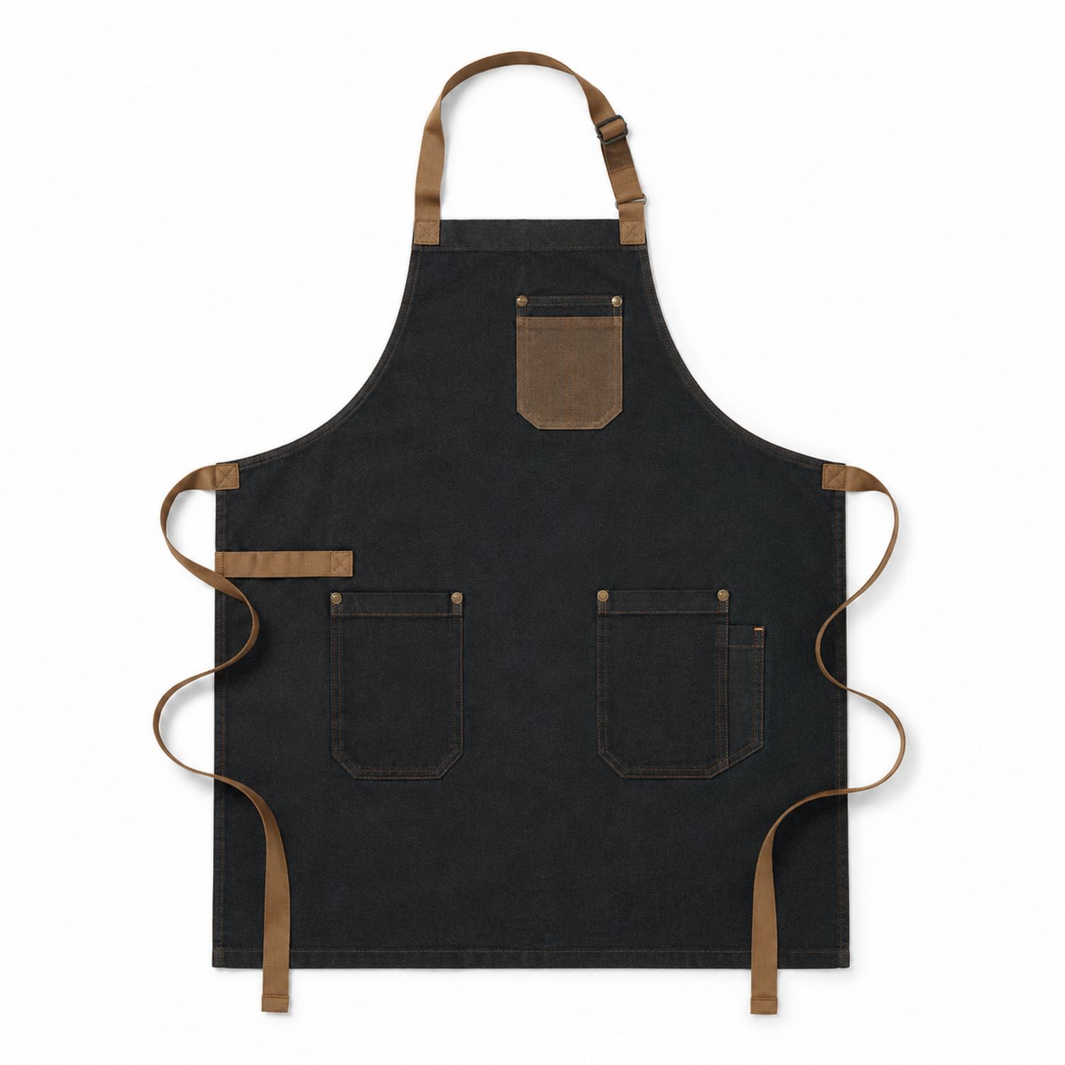 Verstellbare Schürze mit Taschen Schwarz/Braun