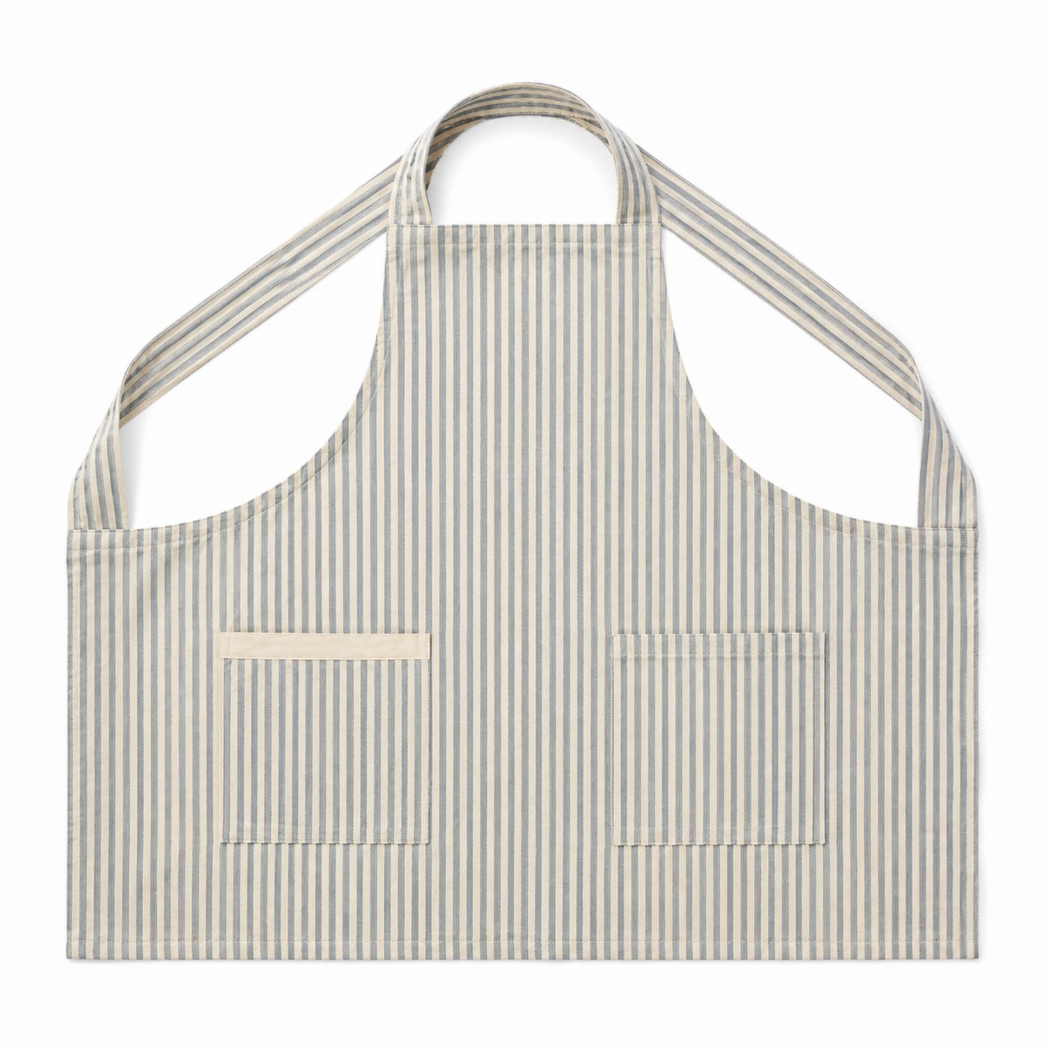 Gestreifte Küchenschürze mit Taschen Beige/Braun
