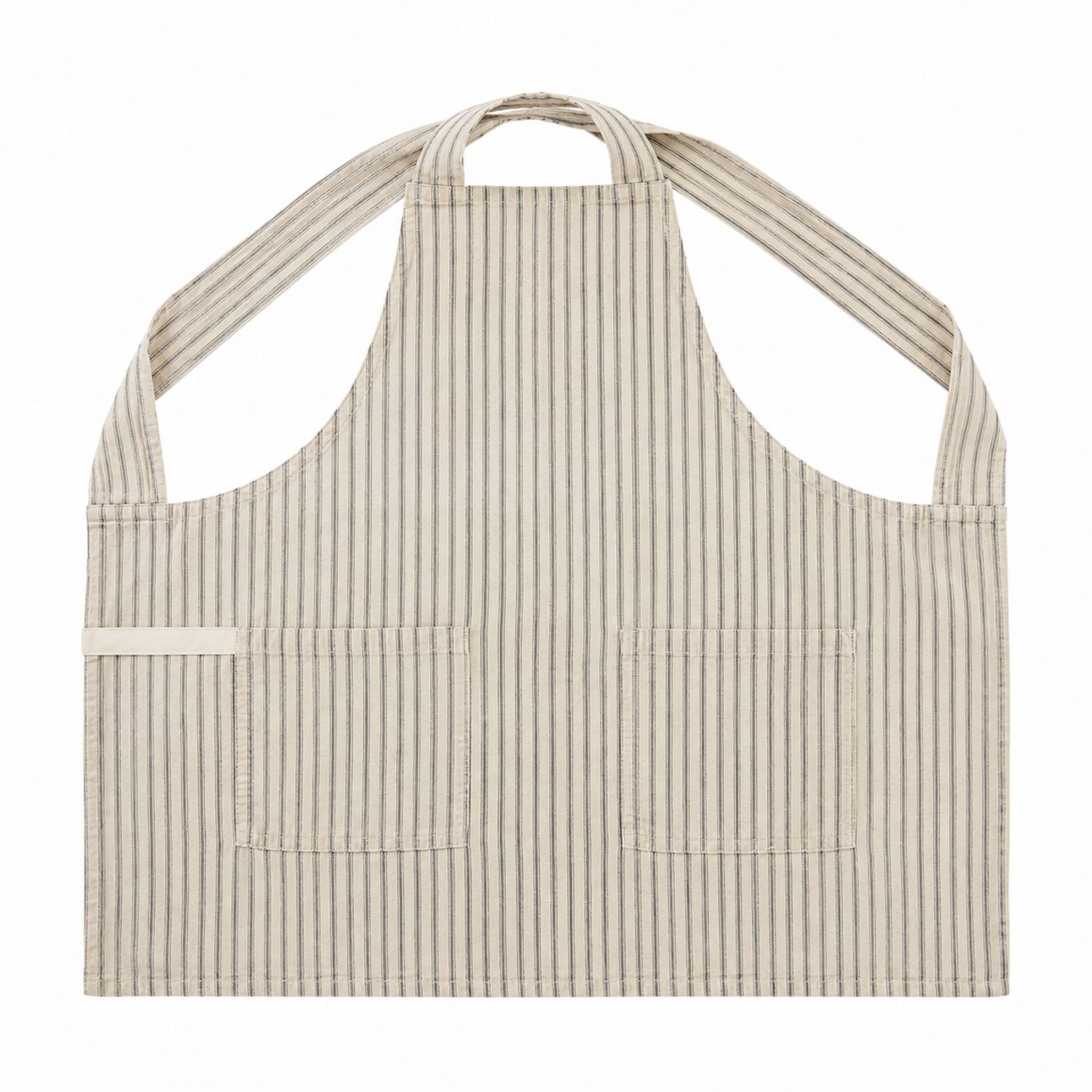 Küchenschürze mit Streifenmuster, Verstellbare Träger, Beige/Schwarz