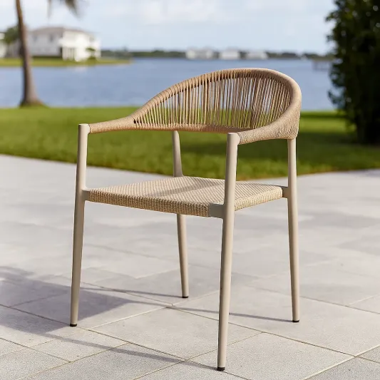 Outdoor-Stuhl Aluminium Polyrattan Beige-roomovria