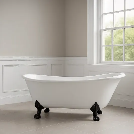 Freistehende Badewanne aus Acryl mit Klauenfüßen 170 cm Weiß-roomovria