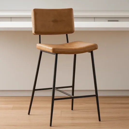 Barhocker Leder Braun Metall 102cm-roomovria