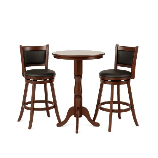 Bar-Set mit Tisch und Hockern aus Holz Dunkelbraun-roomovria