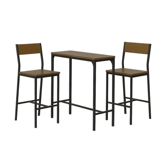 3-teiliges Bistro-Set MDF Stahl Braun Schwarz-roomovria