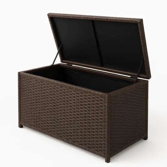 Aufbewahrungsbox aus Polyethylengeflecht Braun-vornaveli